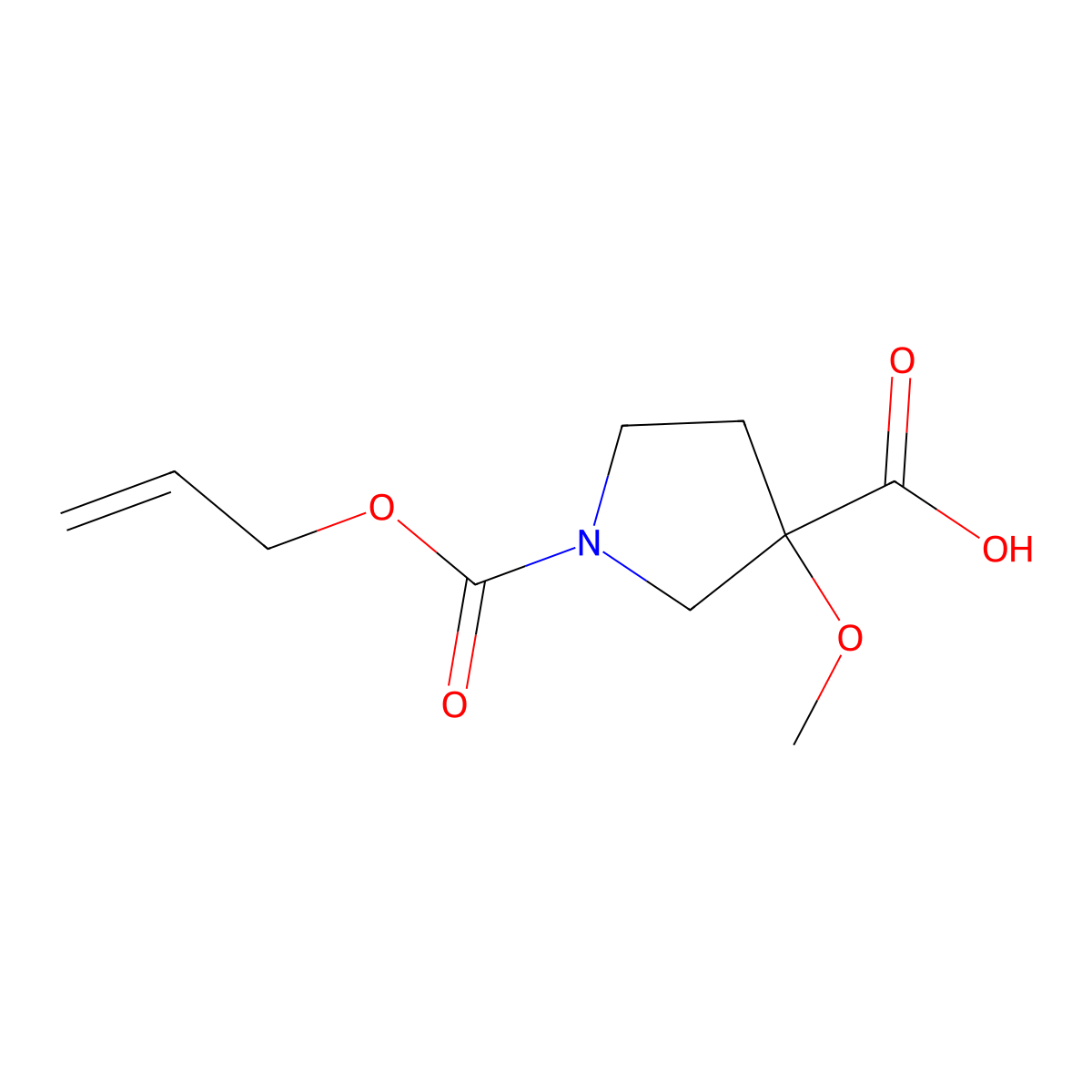 3-Methoxy-1-[(prop-2-en-1-yloxy)carbonyl]pyrrolidine-3-carboxylic acid molecular structure, CAS 2140952-87-8