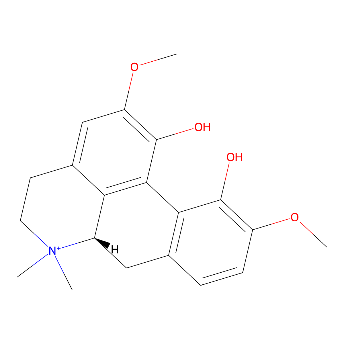 (+)-Magnoflorine molecular structure, CAS 2141-09-5