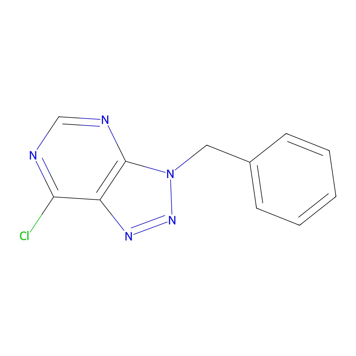 3-benzyl-7-chloro-3H-[1,2,3]triazolo[4,5-d]pyrimidine molecular structure, CAS 21410-06-0