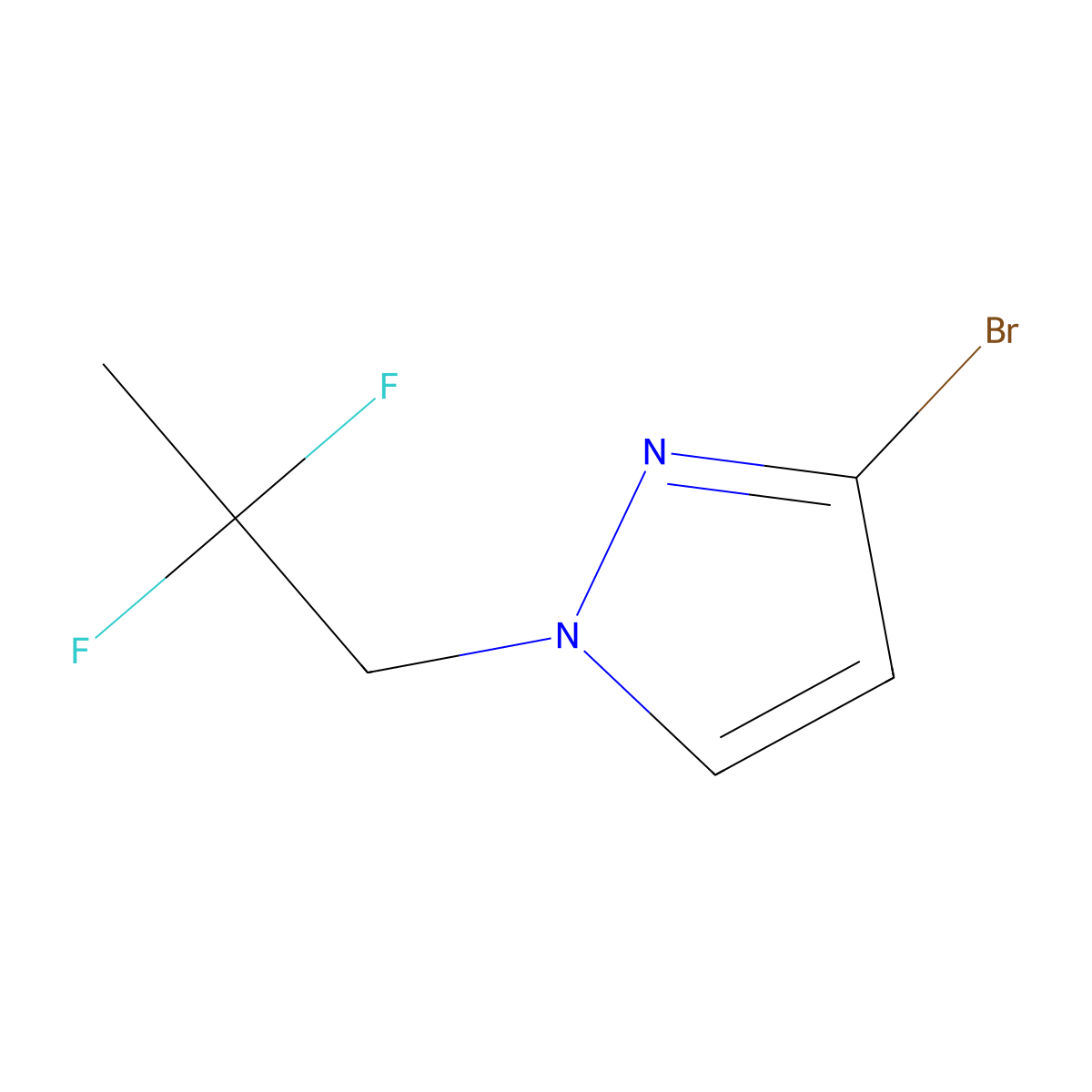 3-bromo-1-(2,2-difluoropropyl)-1H-pyrazole molecular structure, CAS 2141076-09-5