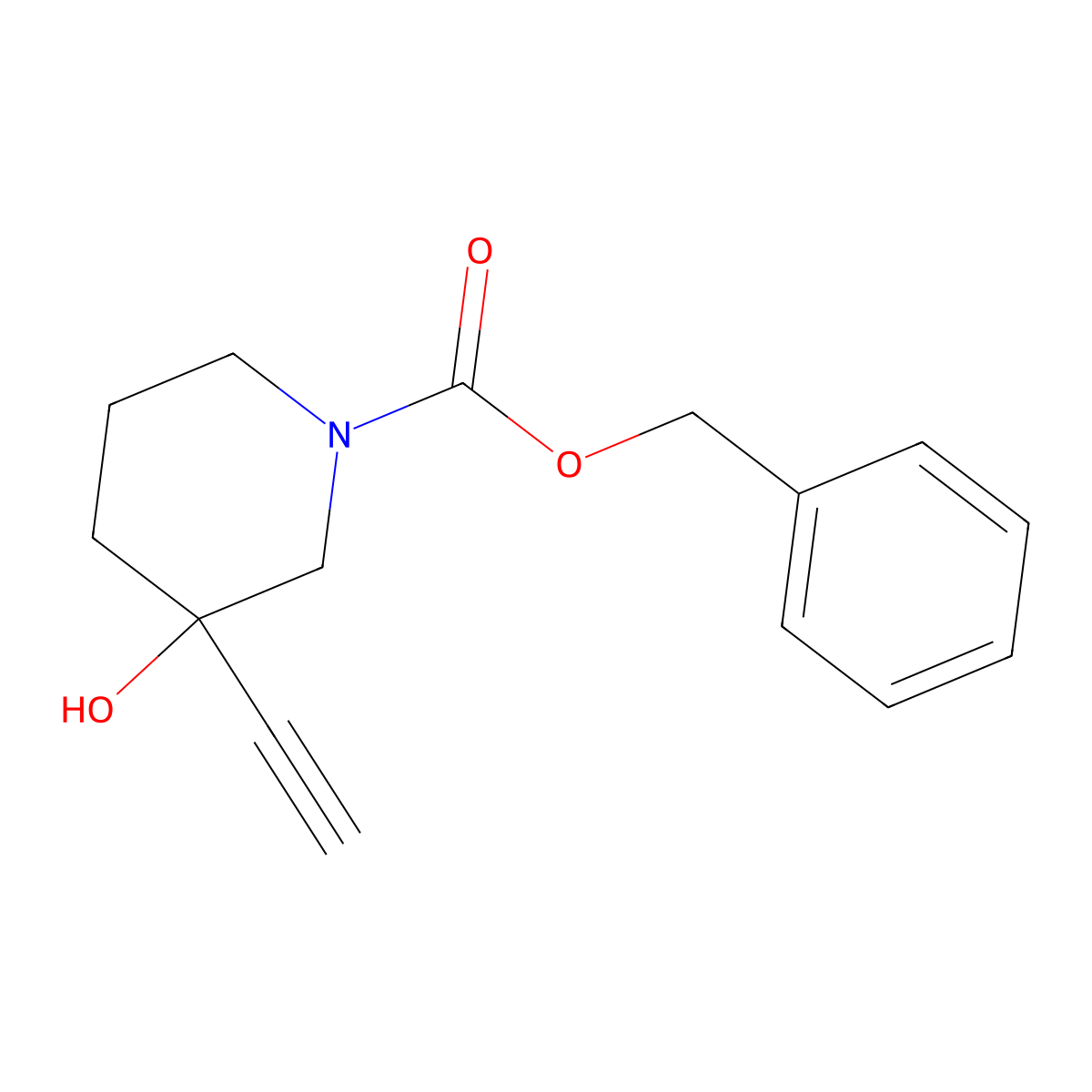 Benzyl 3-ethynyl-3-hydroxypiperidine-1-carboxylate molecular structure, CAS 2141132-75-2
