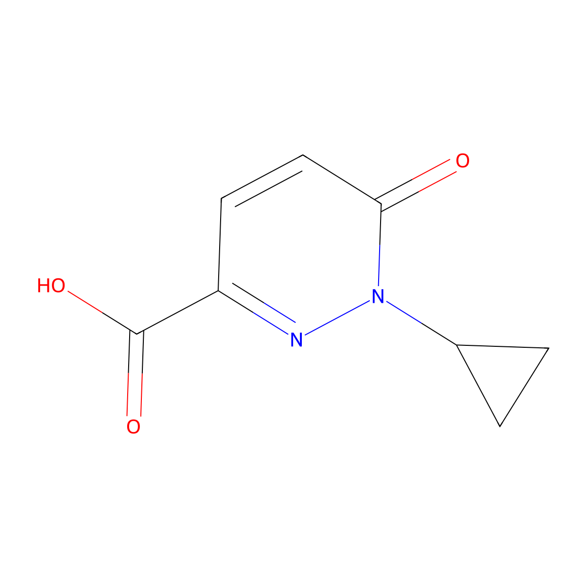 1-Cyclopropyl-6-oxo-1,6-dihydropyridazine-3-carboxylic acid molecular structure, CAS 2141137-45-1