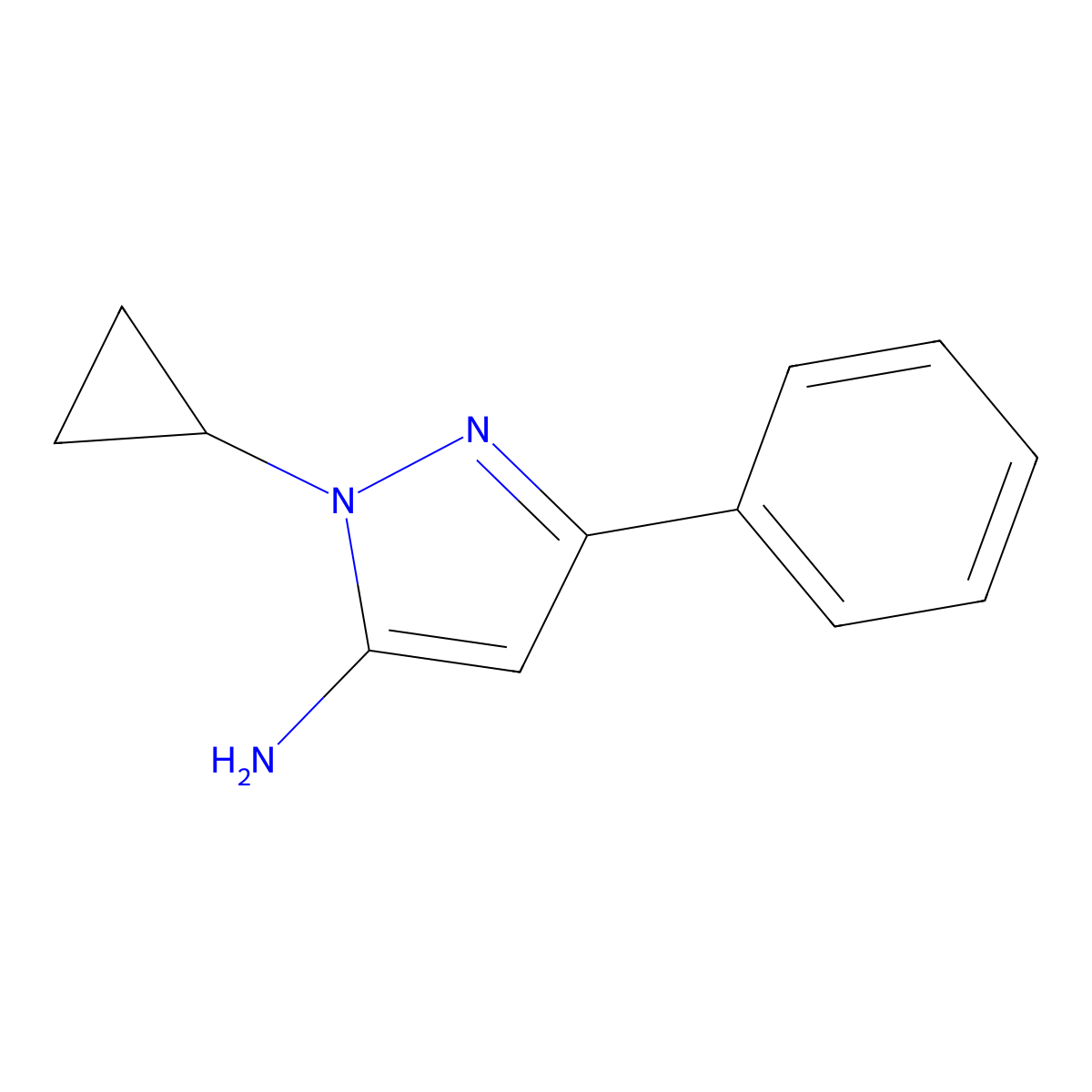 1-cyclopropyl-3-phenyl-1H-pyrazol-5-amine molecular structure, CAS 2141197-35-3