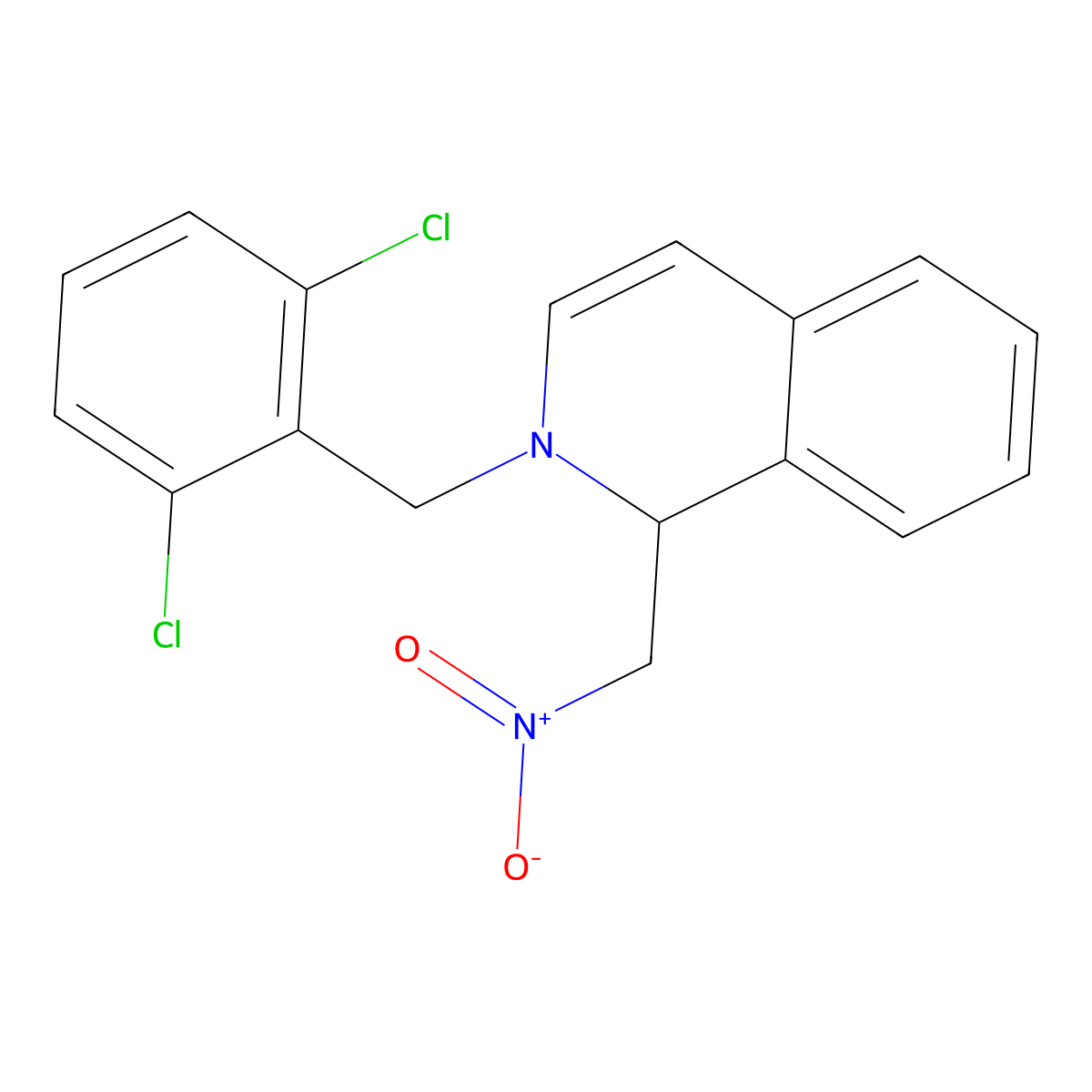 2-(2,6-Dichlorobenzyl)-1-(nitromethyl)-1,2-dihydroisoquinoline molecular structure, CAS 21412-80-6