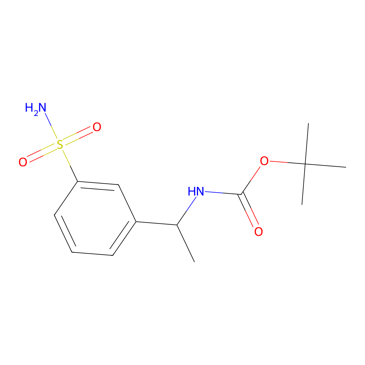 tert-butyl N-[1-(3-sulfamoylphenyl)ethyl]carbamate molecular structure, CAS 2141230-38-6