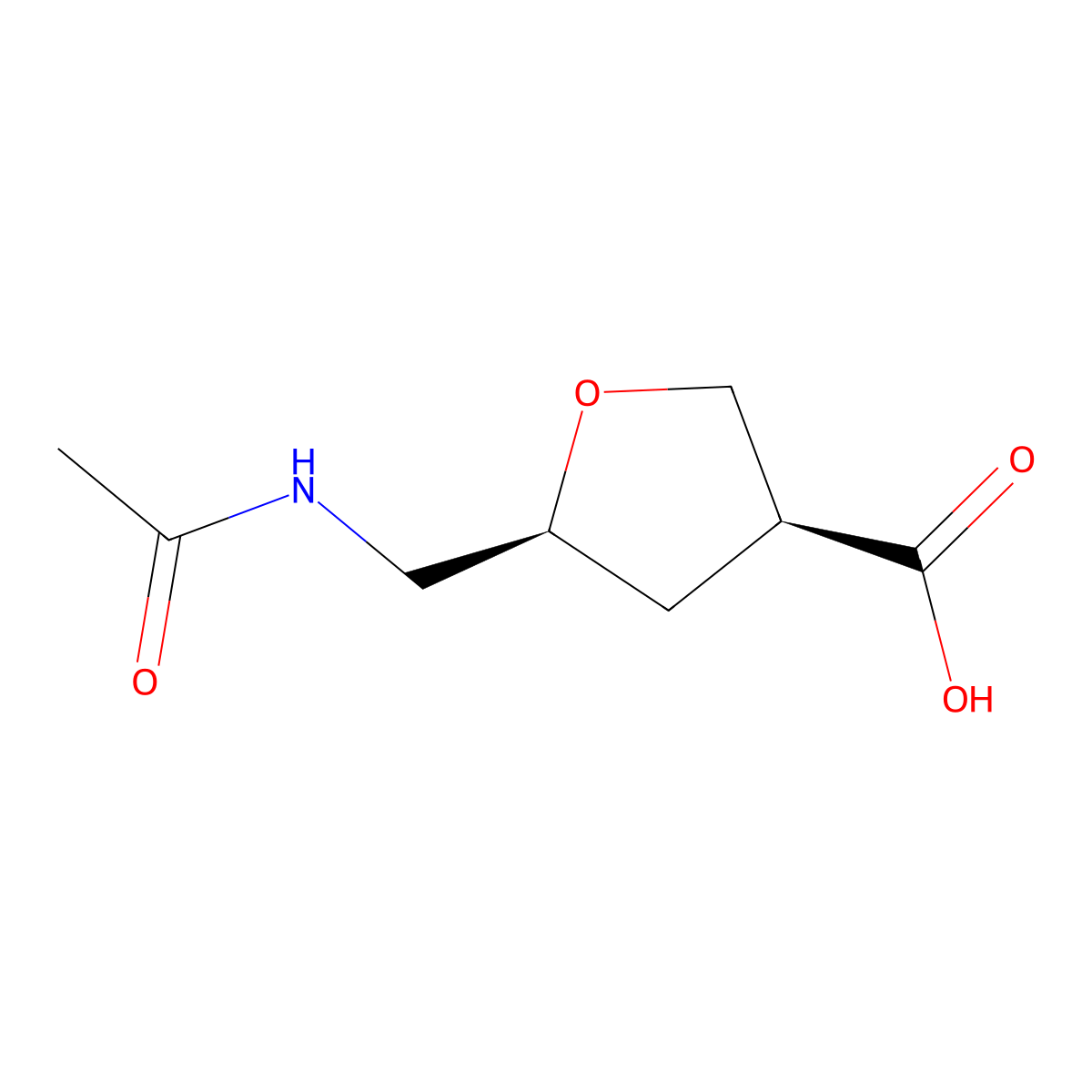rac-(3R,5R)-5-(acetamidomethyl)oxolane-3-carboxylic acid molecular structure, CAS 2141265-31-6