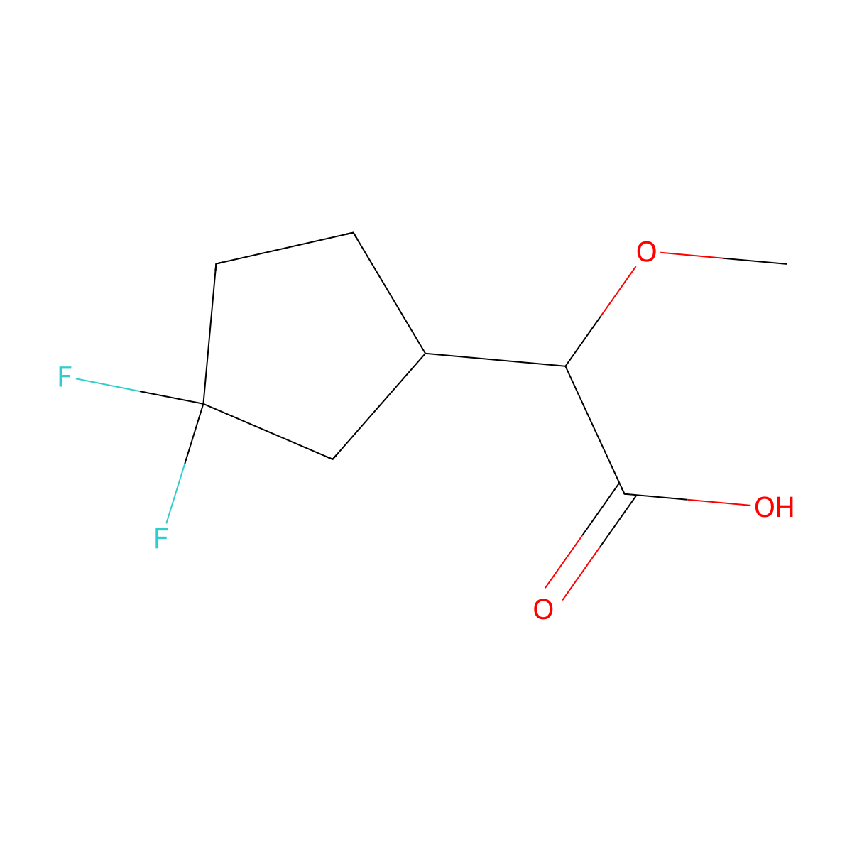 2-(3,3-Difluorocyclopentyl)-2-methoxyacetic acid molecular structure, CAS 2141341-90-2