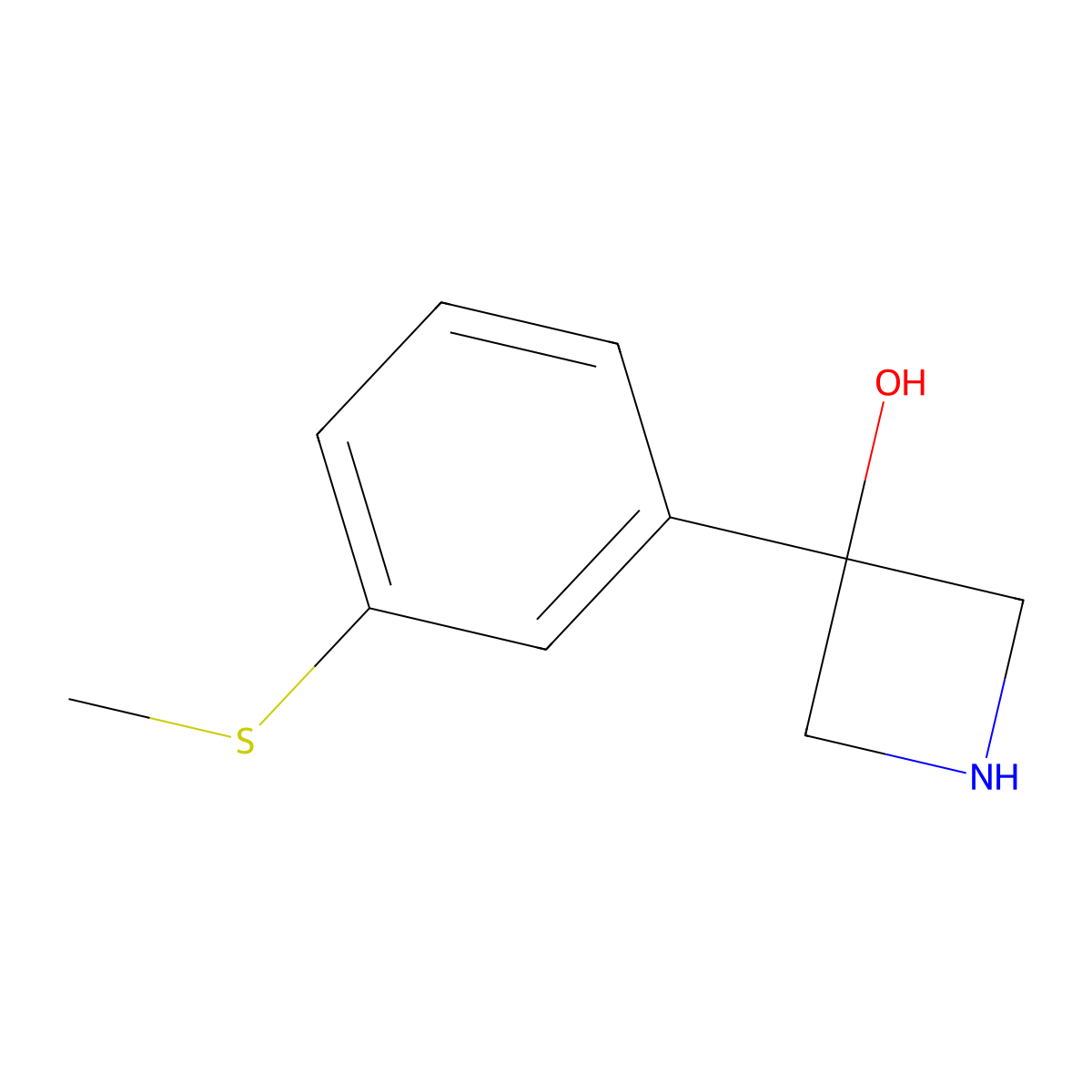 3-[3-(Methylsulfanyl)phenyl]azetidin-3-ol molecular structure, CAS 2141355-24-8