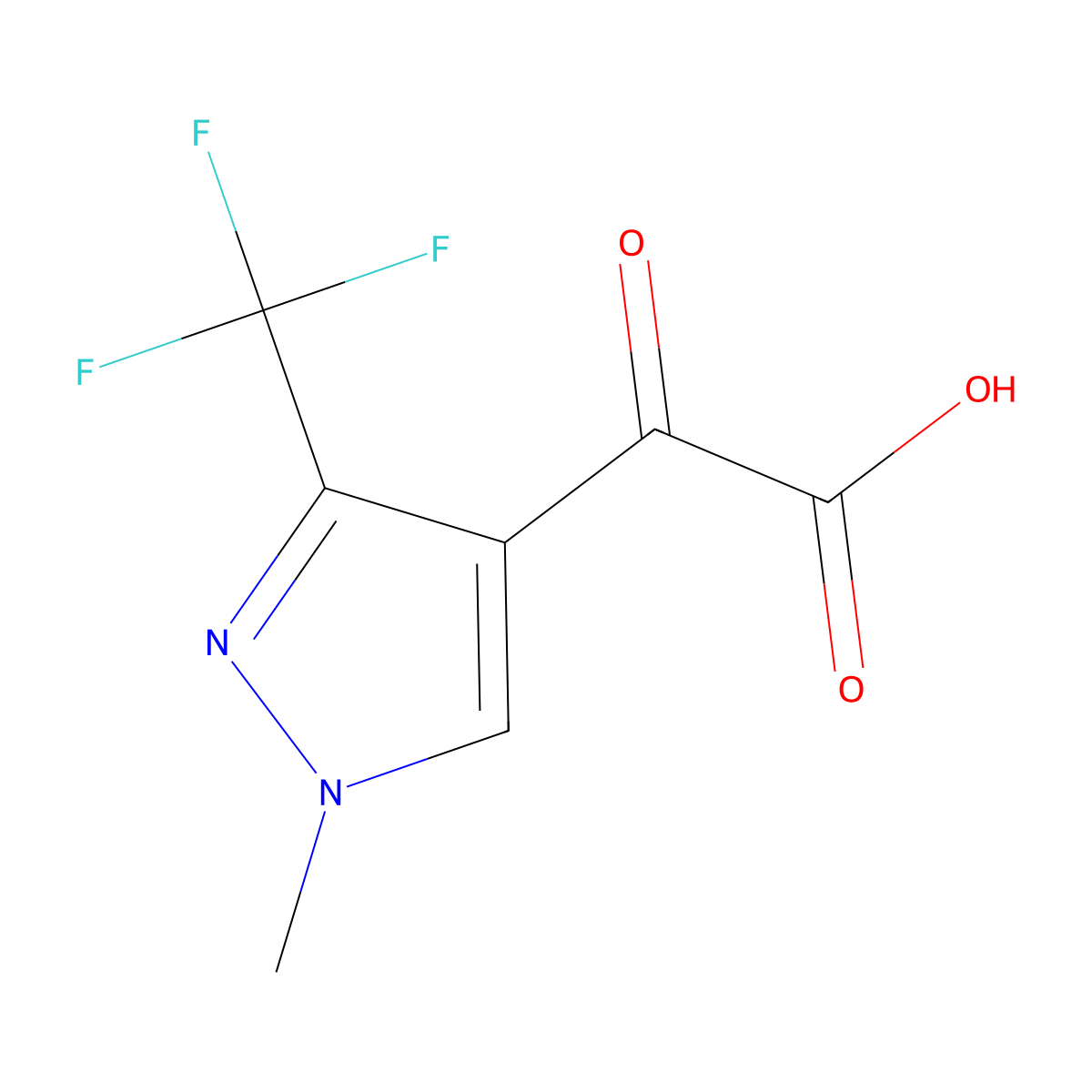 2-[1-Methyl-3-(trifluoromethyl)pyrazol-4-yl]-2-oxo-acetic acid molecular structure, CAS 2141373-00-2