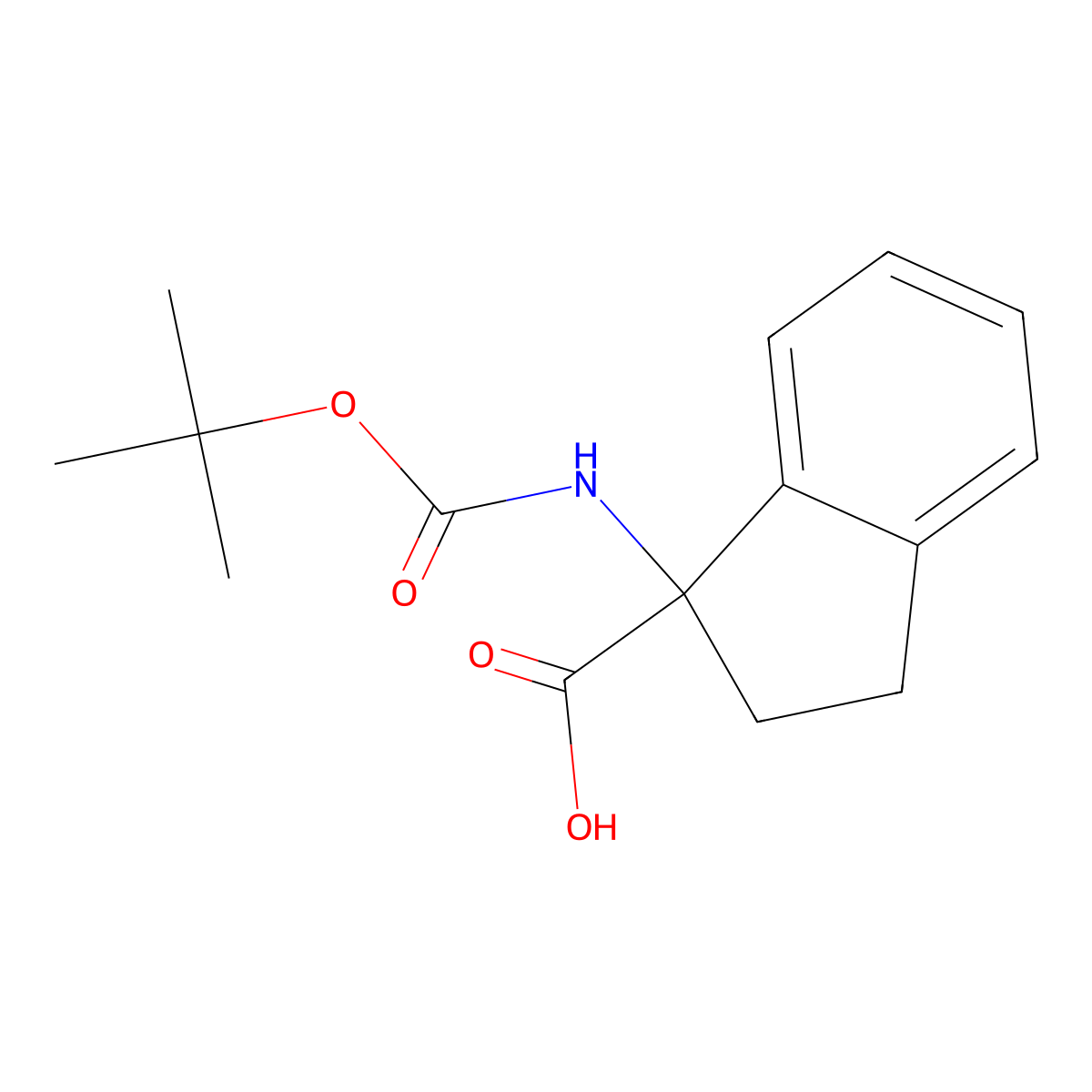 1-((tert-Butoxycarbonyl)amino)-2,3-dihydro-1H-indene-1-carboxylic acid molecular structure, CAS 214139-26-1