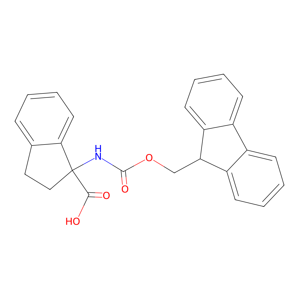 1-((((9H-Fluoren-9-yl)methoxy)carbonyl)amino)-2,3-dihydro-1H-indene-1-carboxylic acid molecular structure, CAS 214139-28-3