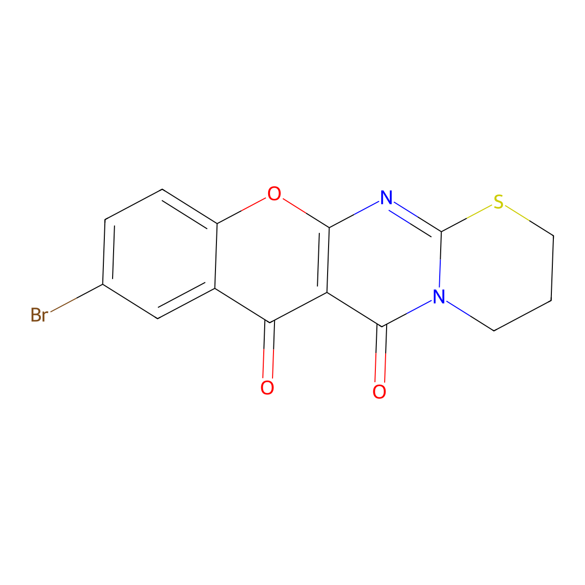 9-bromo-3,4-dihydro-2H-chromeno[2',3':4,5]pyrimido[2,1-b][1,3]thiazine-6,7-dione molecular structure, CAS 214140-91-7