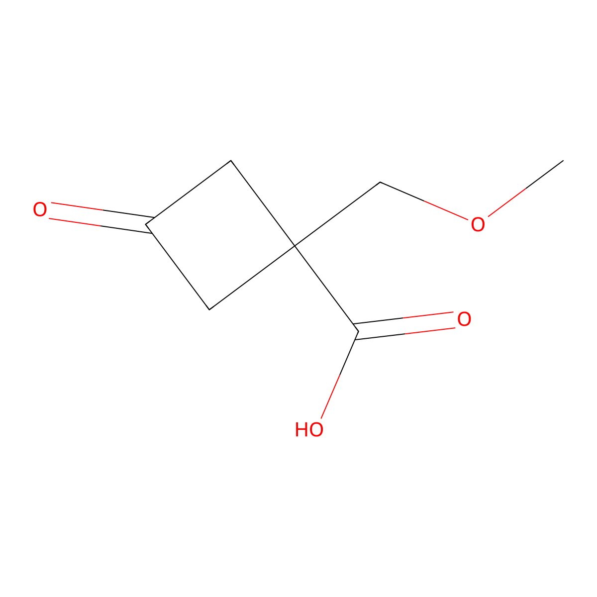 1-(Methoxymethyl)-3-oxocyclobutane-1-carboxylic acid molecular structure, CAS 2141420-07-5