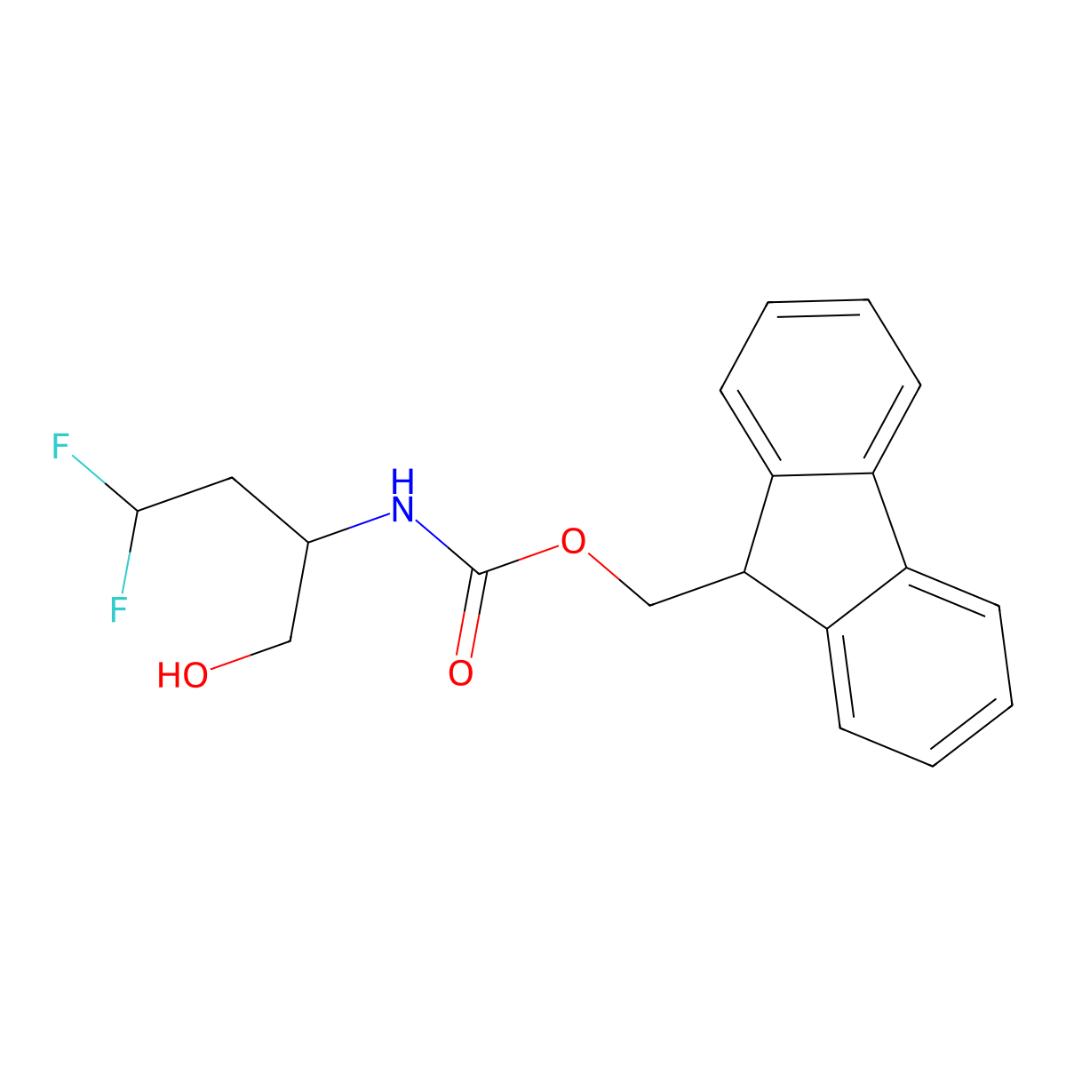 (9H-fluoren-9-yl)methyl N-(4,4-difluoro-1-hydroxybutan-2-yl)carbamate molecular structure, CAS 2141448-44-2