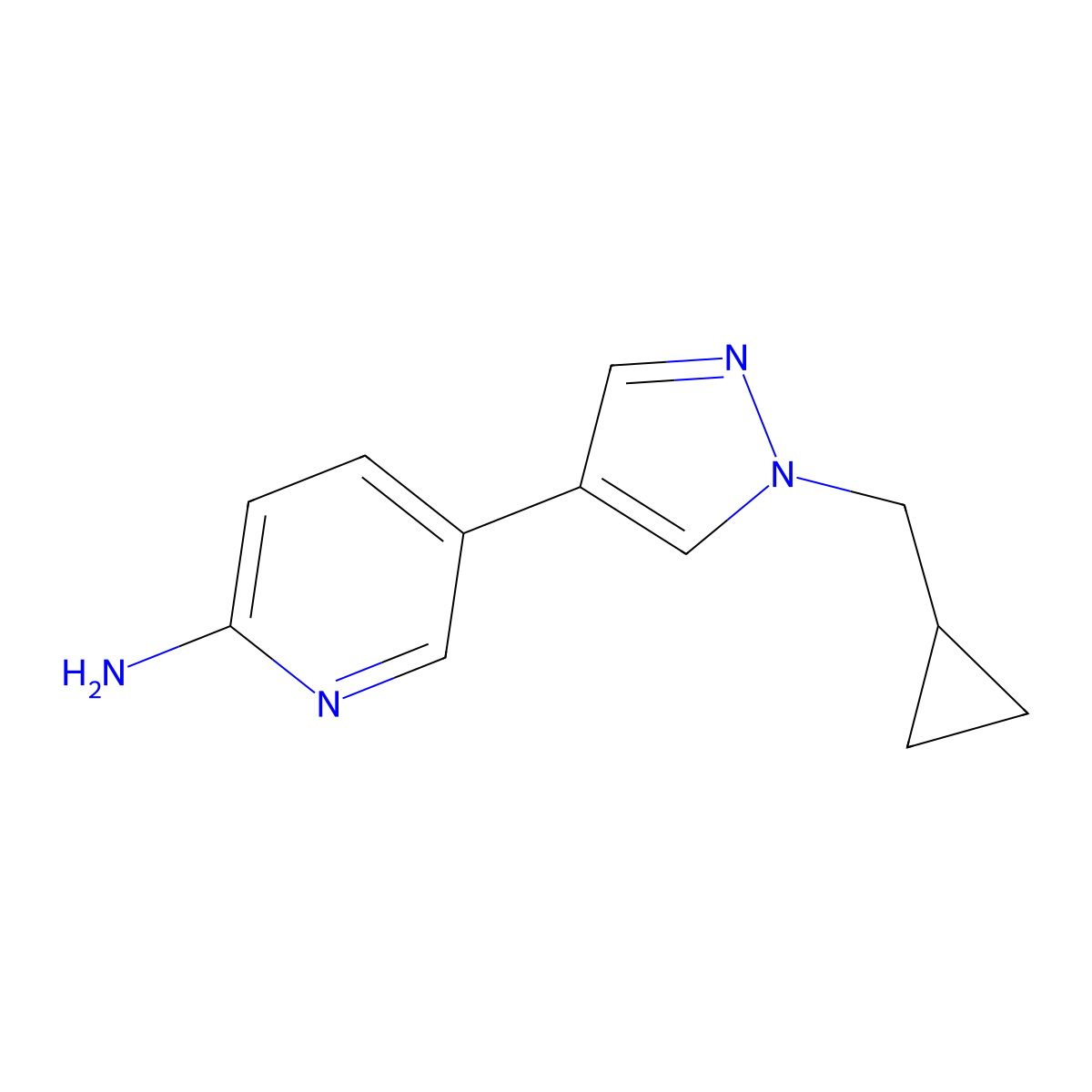 5-(1-(Cyclopropylmethyl)-1H-pyrazol-4-YL)pyridin-2-amine molecular structure, CAS 2141465-39-4