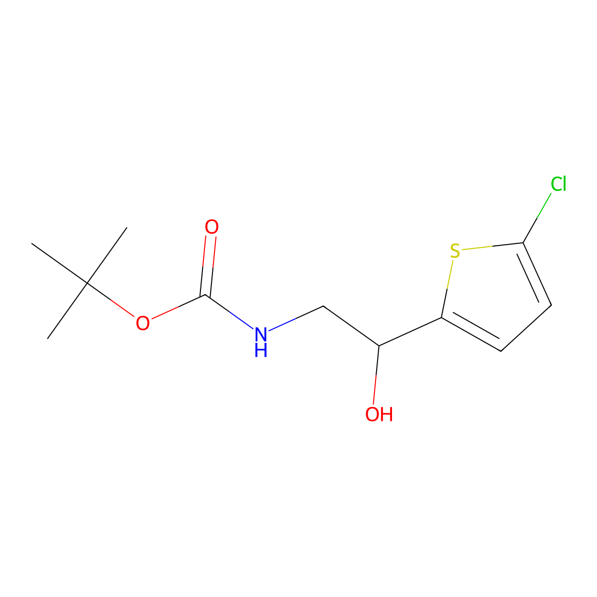 tert-butyl N-[2-(5-chlorothiophen-2-yl)-2-hydroxyethyl]carbamate molecular structure, CAS 2141509-27-3