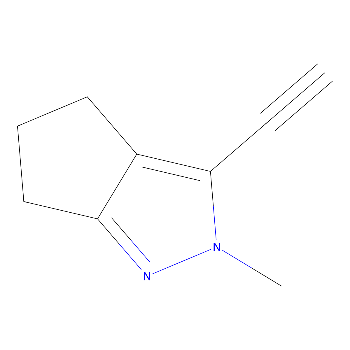 3-ethynyl-2-methyl-2H,4H,5H,6H-cyclopenta[c]pyrazole molecular structure, CAS 2141552-39-6