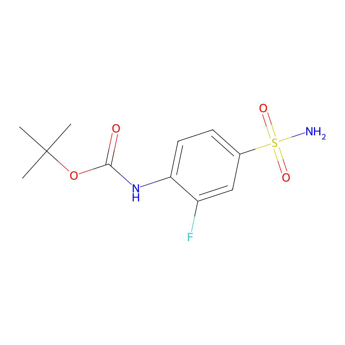 tert-butyl N-(2-fluoro-4-sulfamoylphenyl)carbamate molecular structure, CAS 2141590-48-7