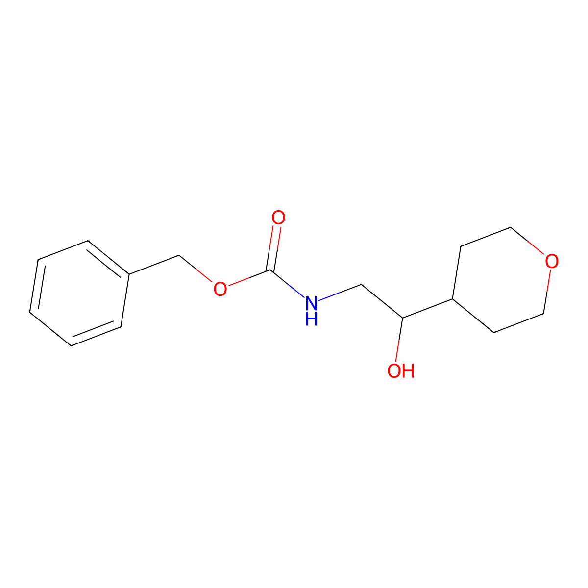 benzyl N-[2-hydroxy-2-(oxan-4-yl)ethyl]carbamate molecular structure, CAS 2141671-84-1