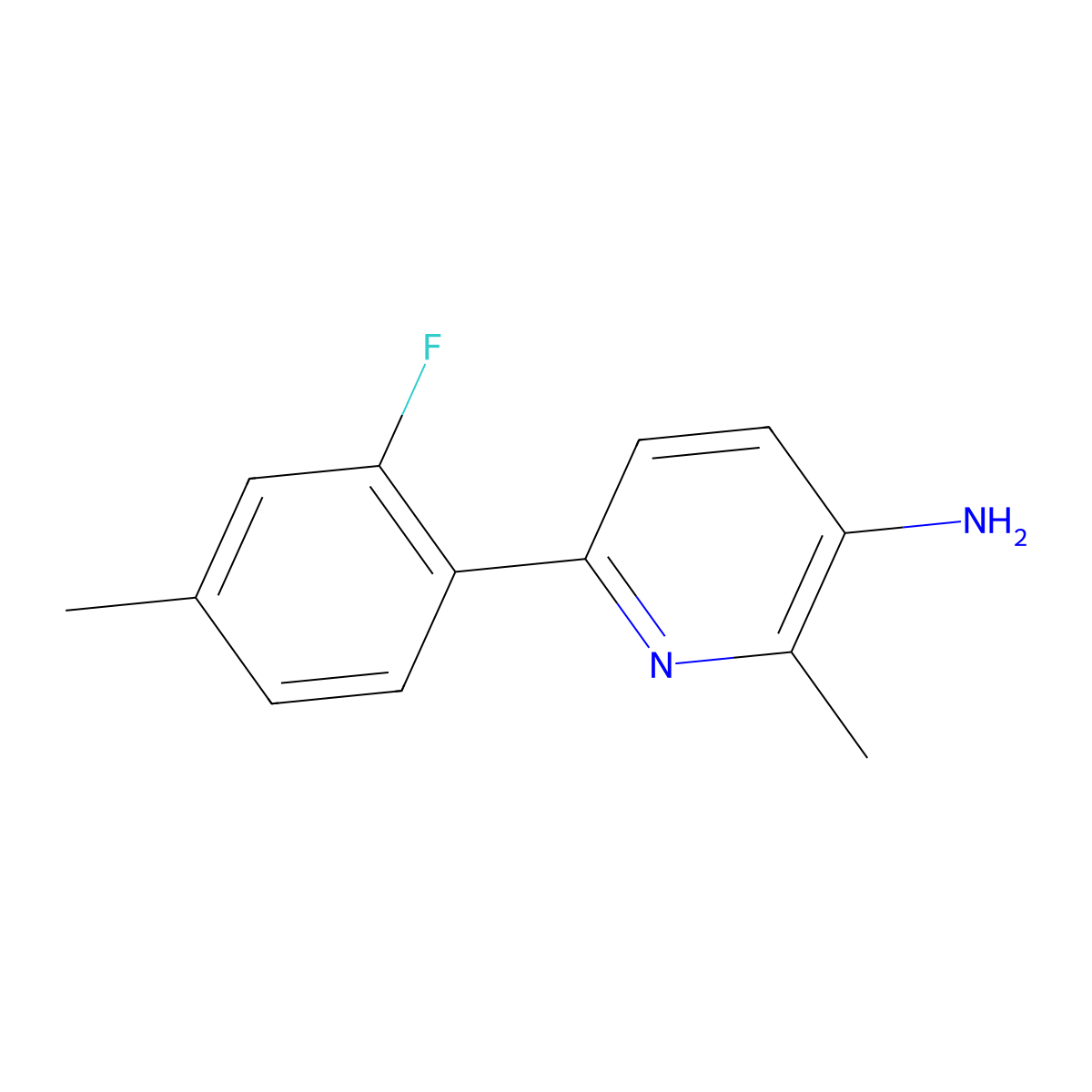 6-(2-Fluoro-4-methylphenyl)-2-methylpyridin-3-amine molecular structure, CAS 2141696-48-0