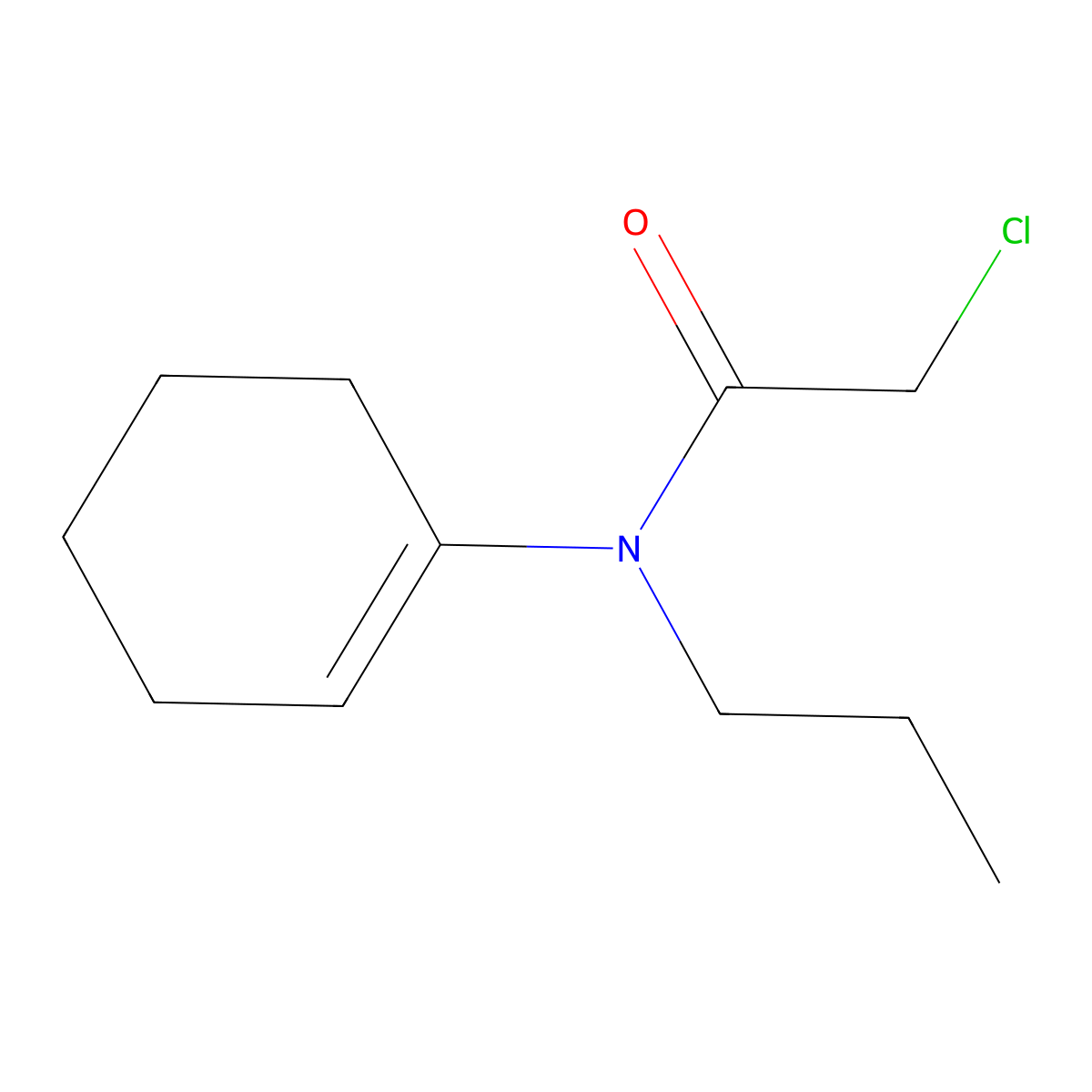 2-chloro-N-cyclohex-1-en-1-yl-N-propylacetamide molecular structure, CAS 21417-17-4