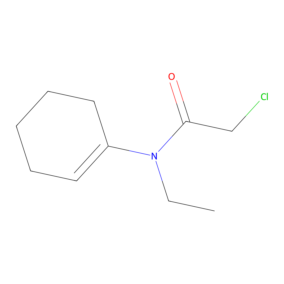2-chloro-N-cyclohex-1-en-1-yl-N-ethylacetamide molecular structure, CAS 21417-18-5