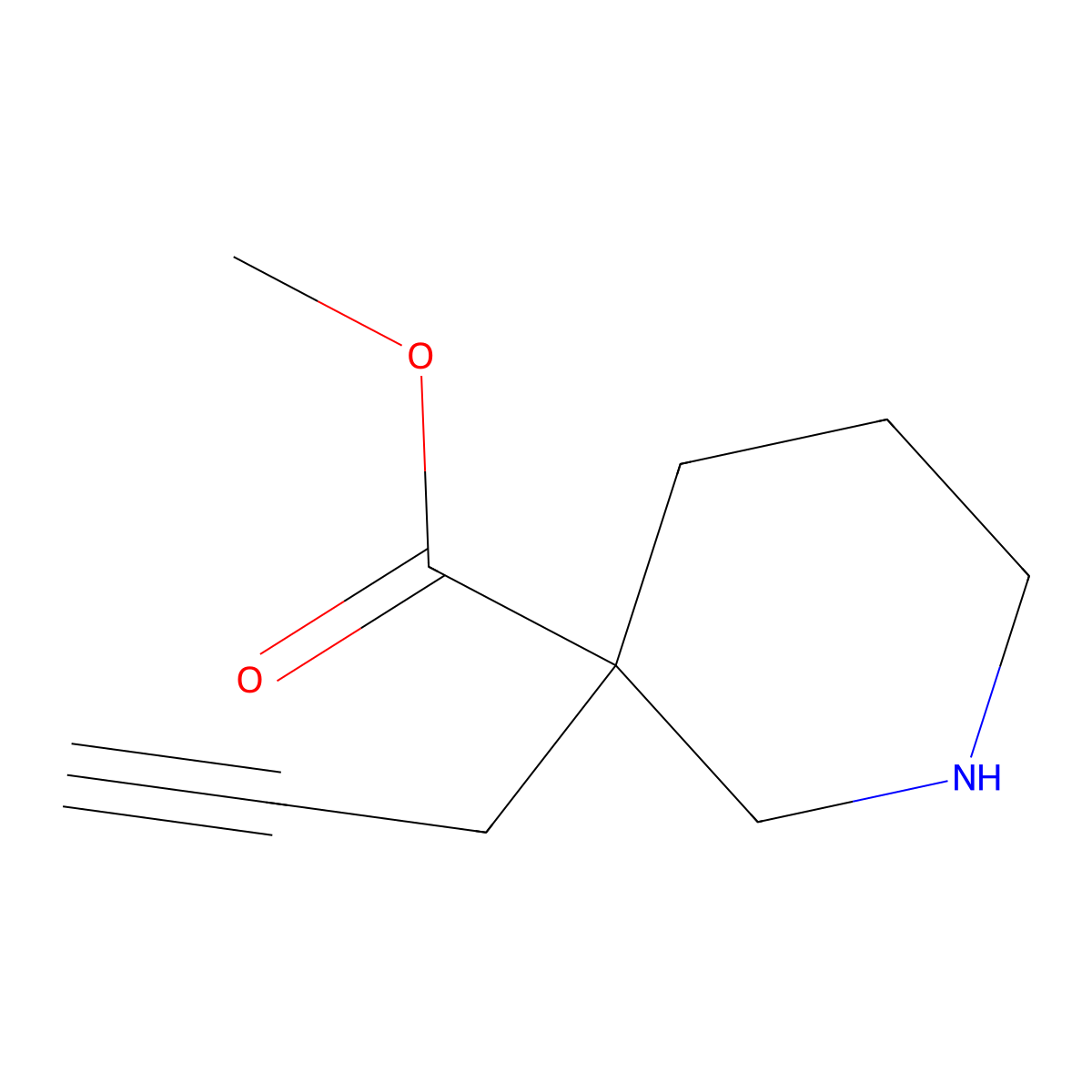 Methyl 3-(prop-2-yn-1-yl)piperidine-3-carboxylate molecular structure, CAS 2141721-01-7