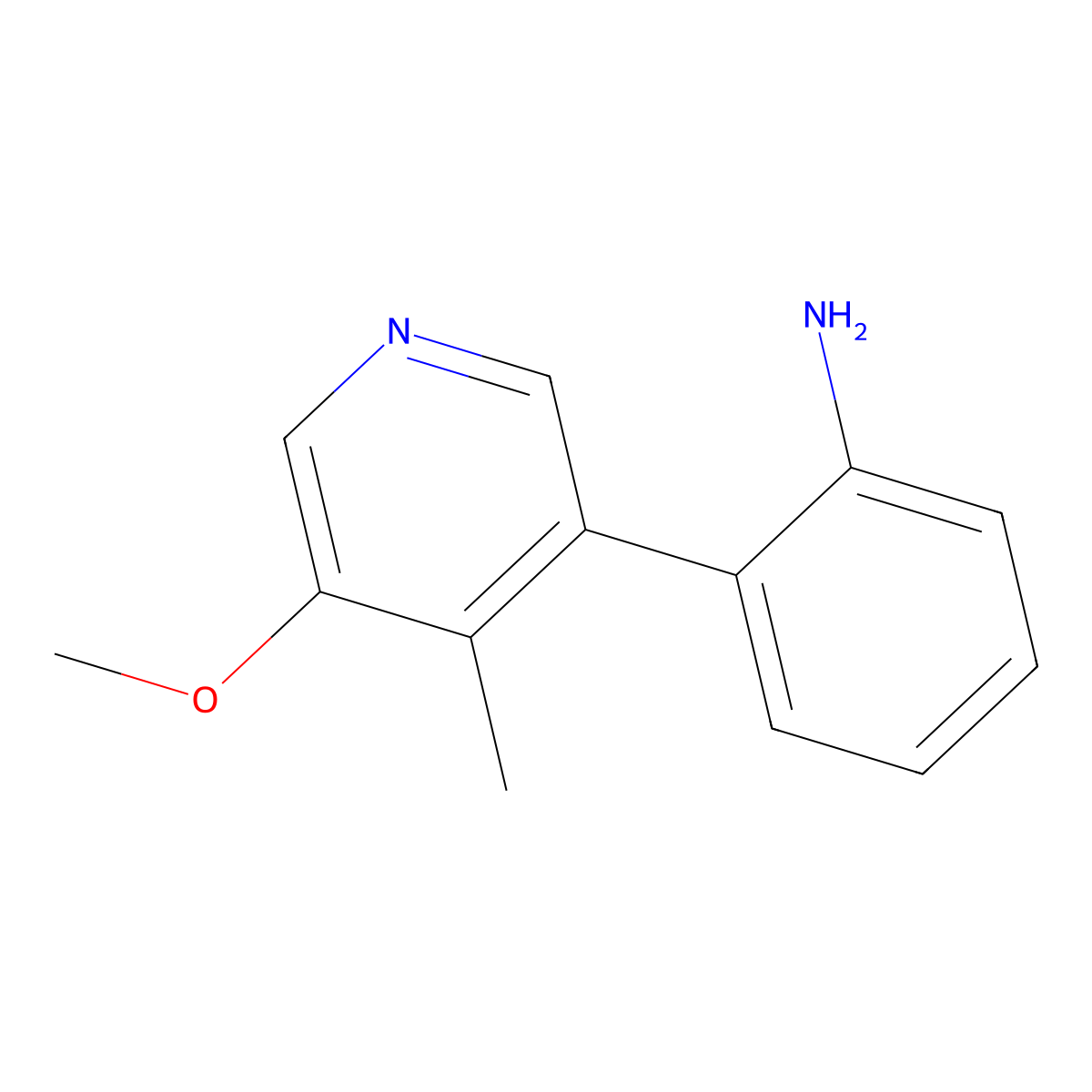 2-(5-Methoxy-4-methyl-3-pyridinyl)benzenamine molecular structure, CAS 2141770-87-6