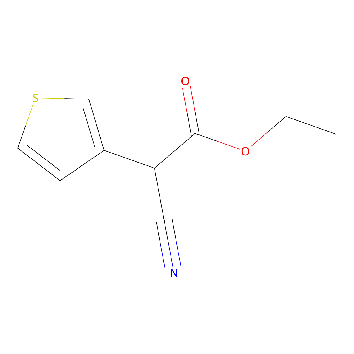 Ethyl 2-cyano-2-(3-thienyl)acetate molecular structure, CAS 21418-54-2