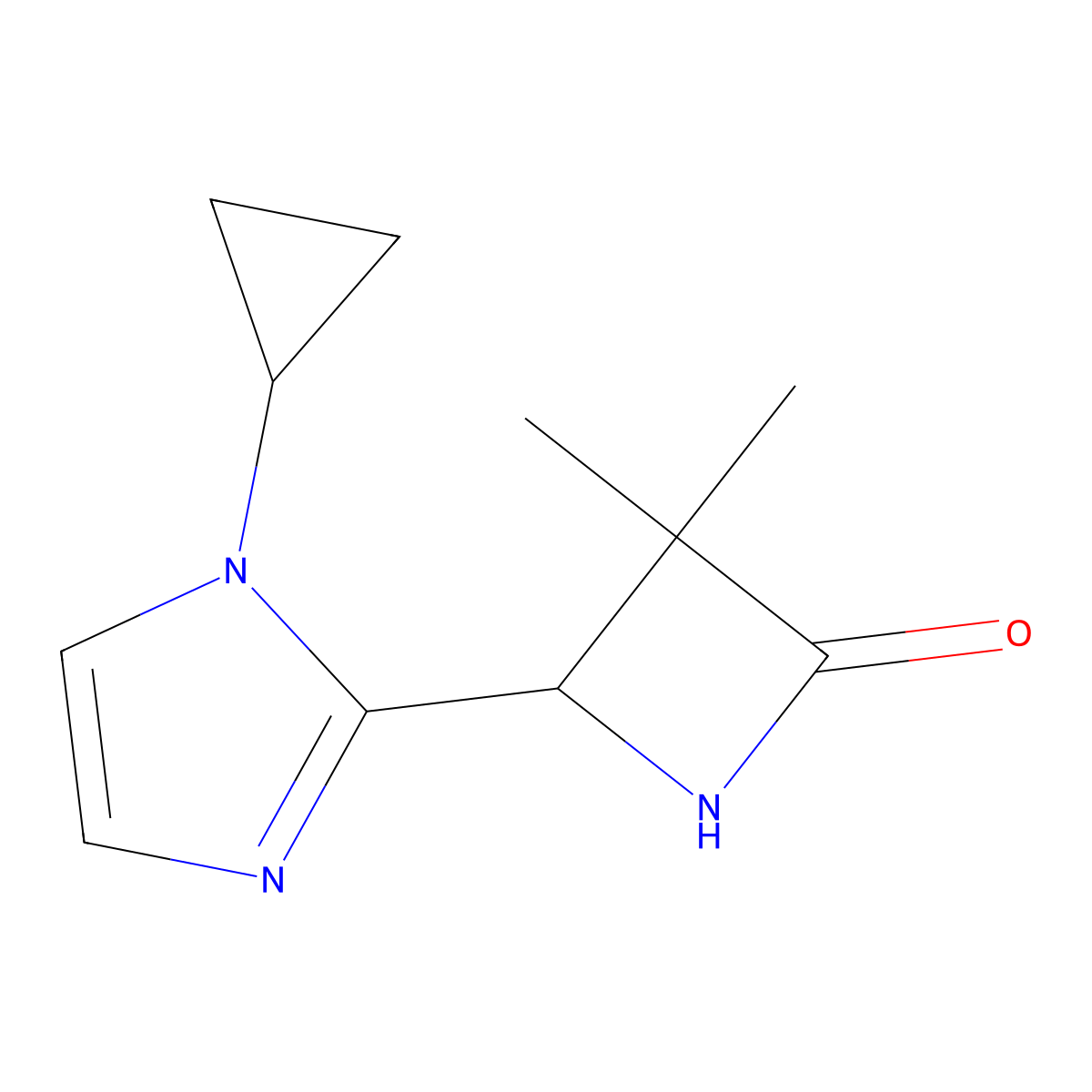 4-(1-cyclopropyl-1H-imidazol-2-yl)-3,3-dimethylazetidin-2-one molecular structure, CAS 2141866-98-8