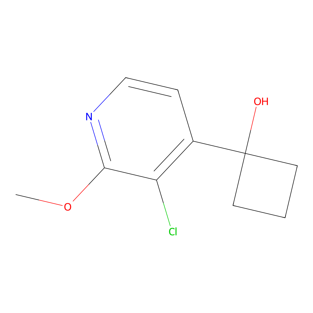 1-(3-Chloro-2-methoxy-4-pyridinyl)cyclobutanol molecular structure, CAS 2141876-27-7