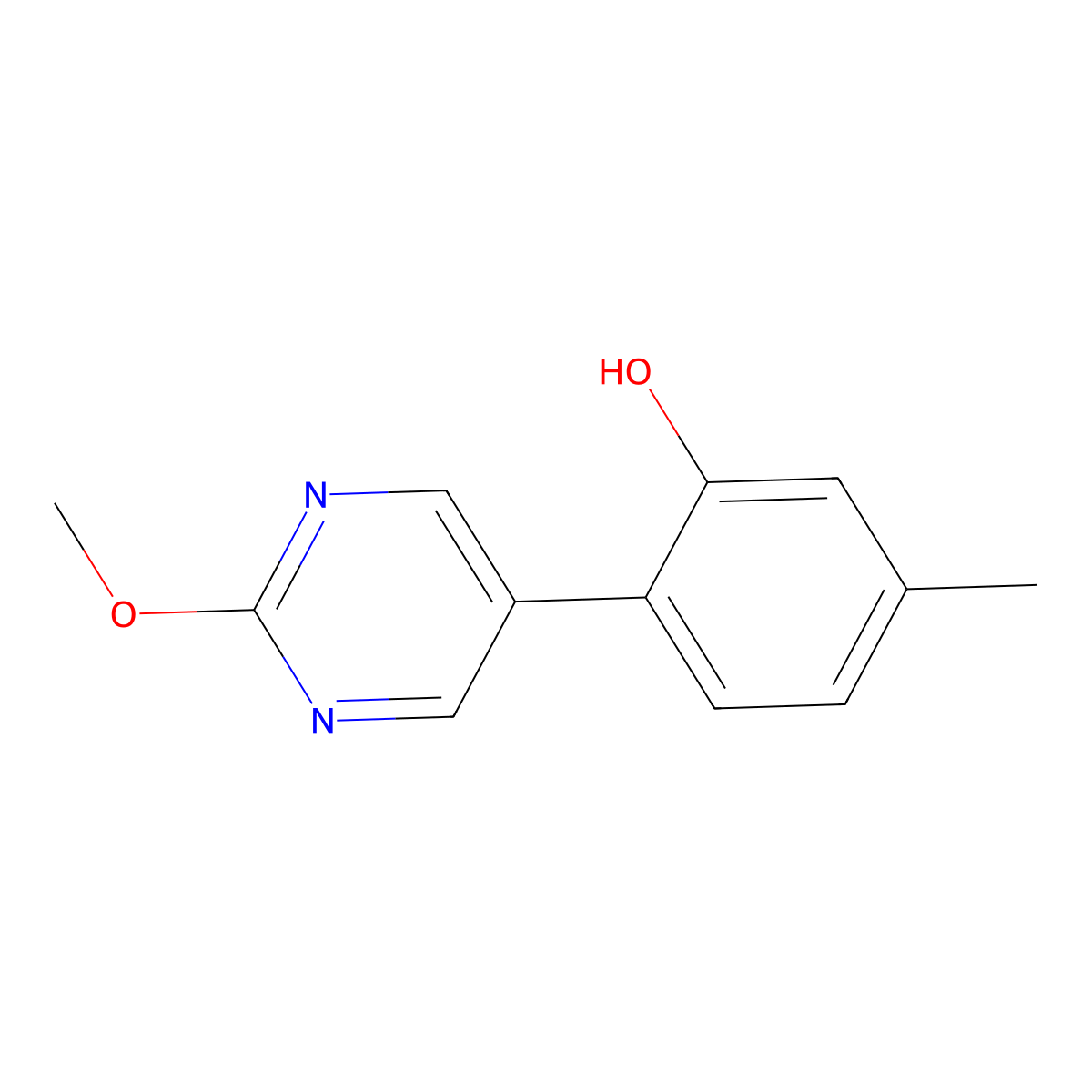 2-(2-methoxy-5-pyrimidinyl)-5-methylPhenol molecular structure, CAS 2141890-48-2