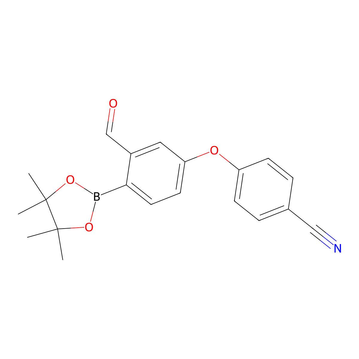 4-(3-Formyl-4-(4,4,5,5-tetramethyl-1,3,2-dioxaborolan-2-yl)phenoxy)benzonitrile molecular structure, CAS 2141947-89-7