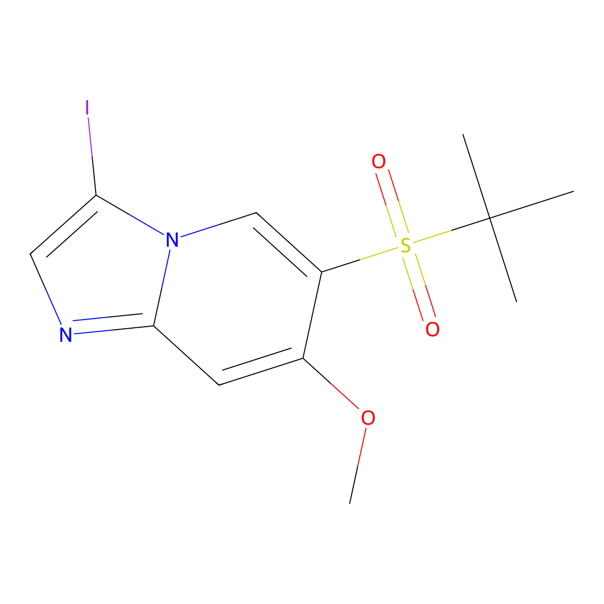 6-(tert-Butylsulfonyl)-3-iodo-7-methoxyimidazo[1,2-a]pyridine molecular structure, CAS 2141961-59-1