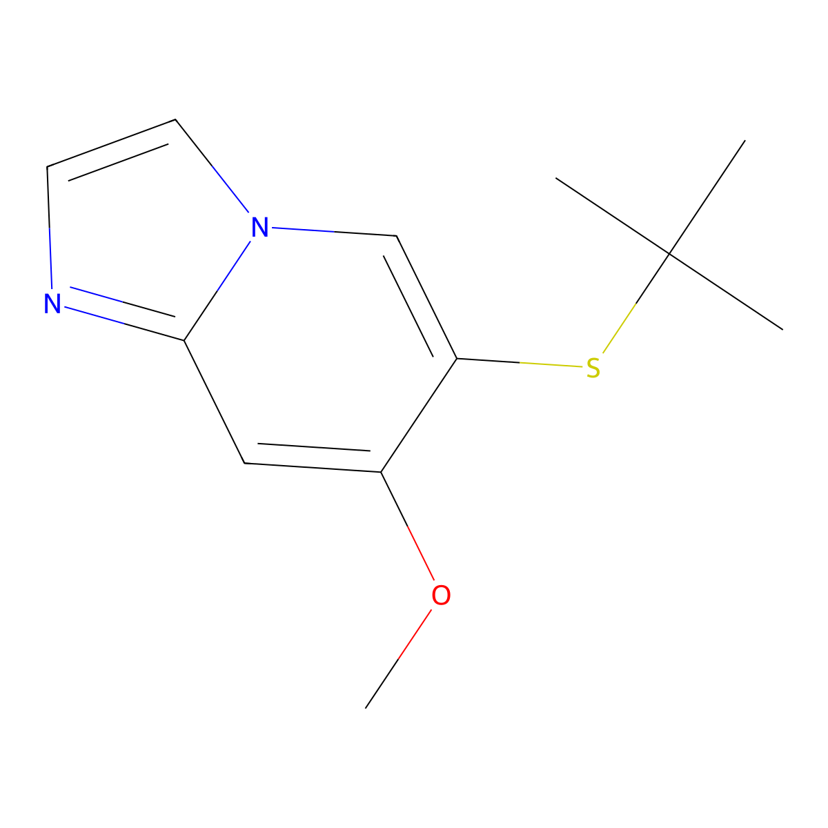 6-(Tert-butylthio)-7-methoxyimidazo[1,2-a]pyridine molecular structure, CAS 2141967-02-2