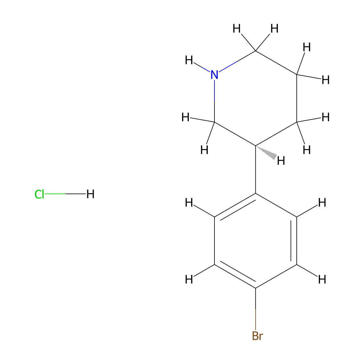 (S)-3-(4-bromophenyl)piperidine hydrochloride molecular structure, CAS 2141967-71-5