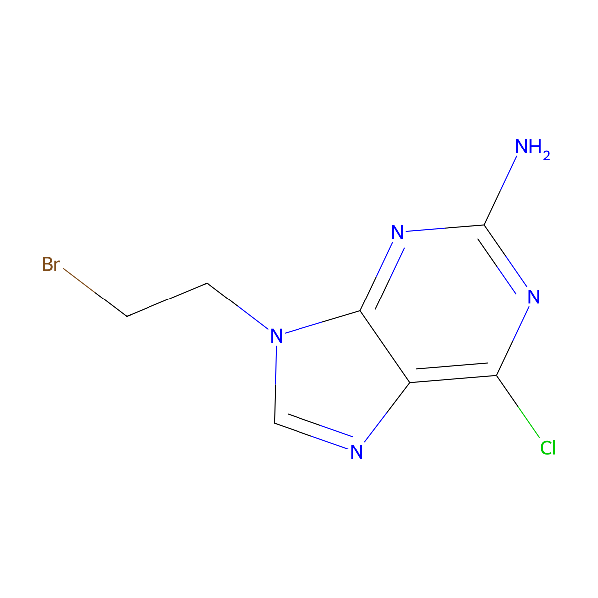 9-(2-Bromoethyl)-6-chloro-9H-purin-2-amine molecular structure, CAS 214201-64-6