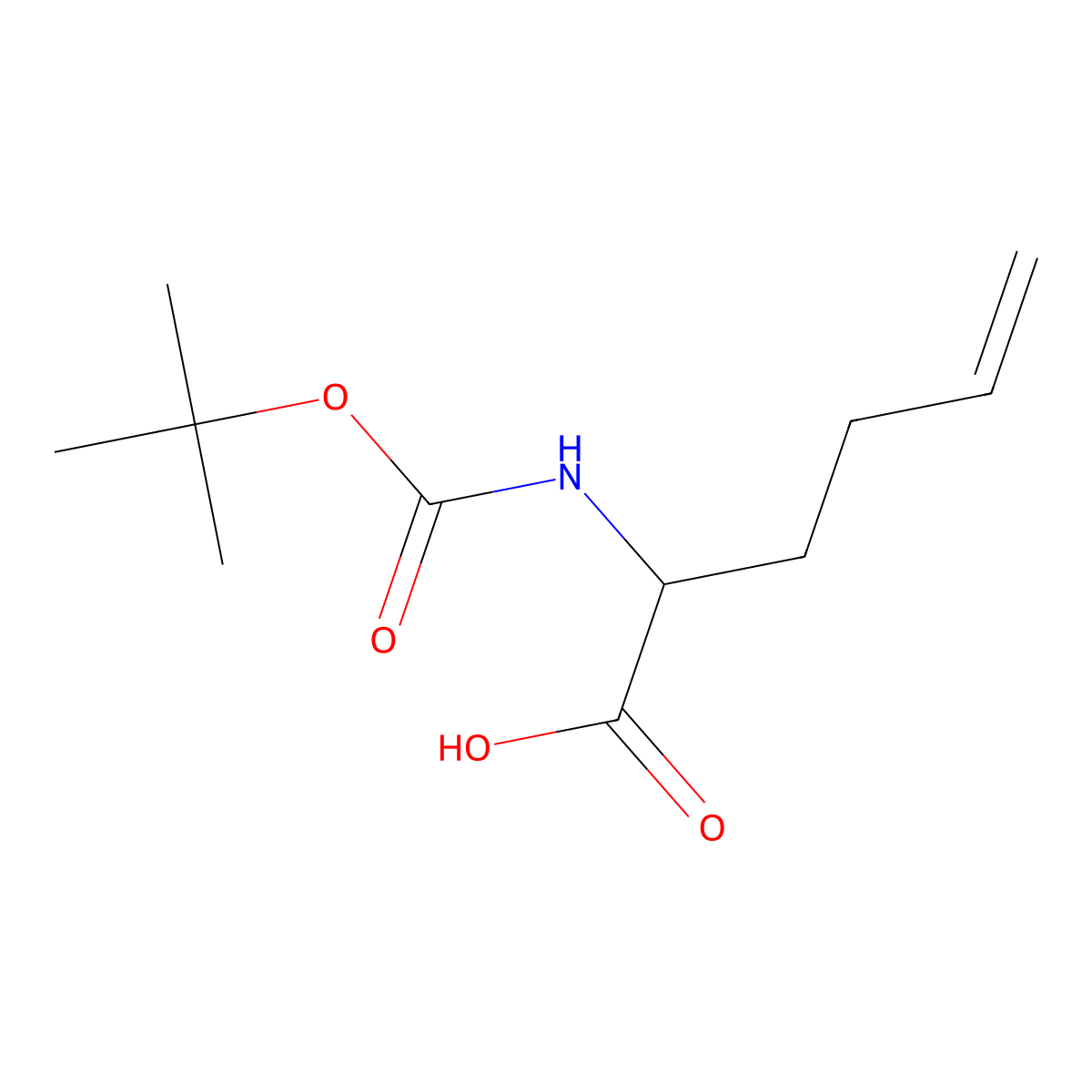 2-((tert-Butoxycarbonyl)amino)hex-5-enoic acid molecular structure, CAS 214206-61-8