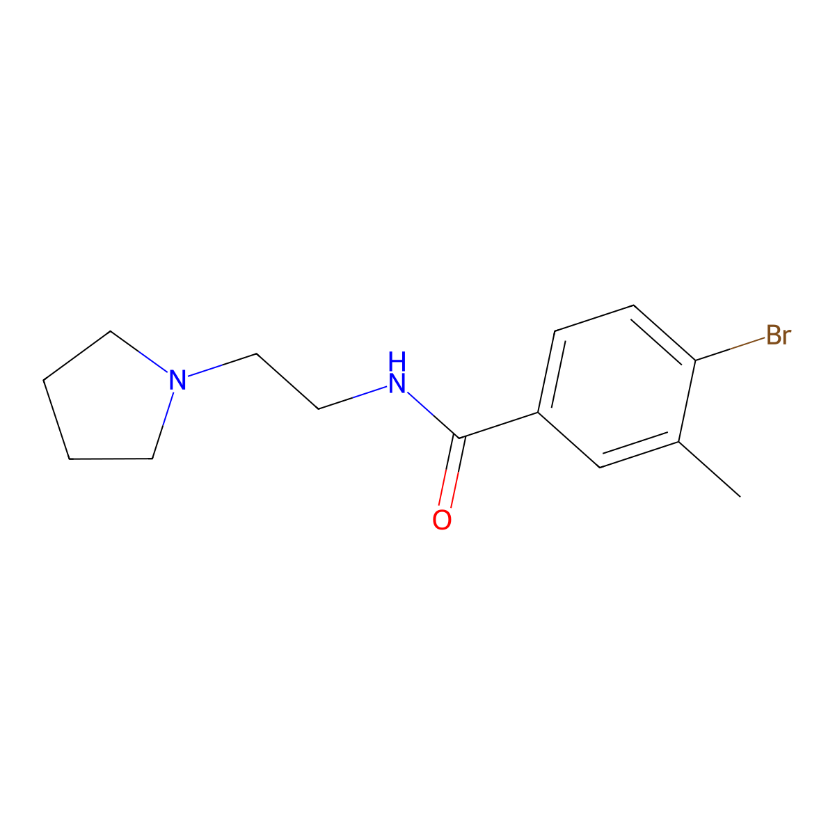 4-bromo-3-methyl-N-(2-pyrrolidin-1-yl-ethyl)benzamide molecular structure, CAS 214210-11-4