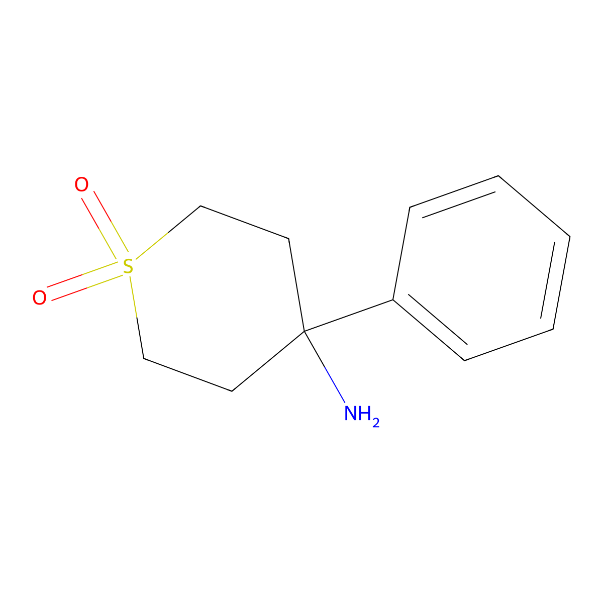 4-Amino-4-phenyl-thiane-1,1-dione molecular structure, CAS 2142112-36-3