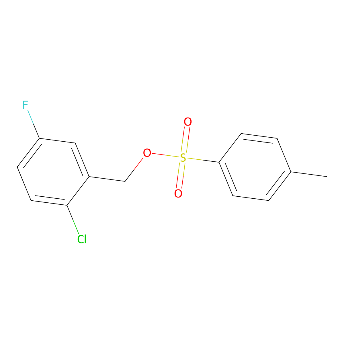 (2-Chloro-5-fluorophenyl)methyl 4-methylbenzene-1-sulfonate molecular structure, CAS 2142175-15-1