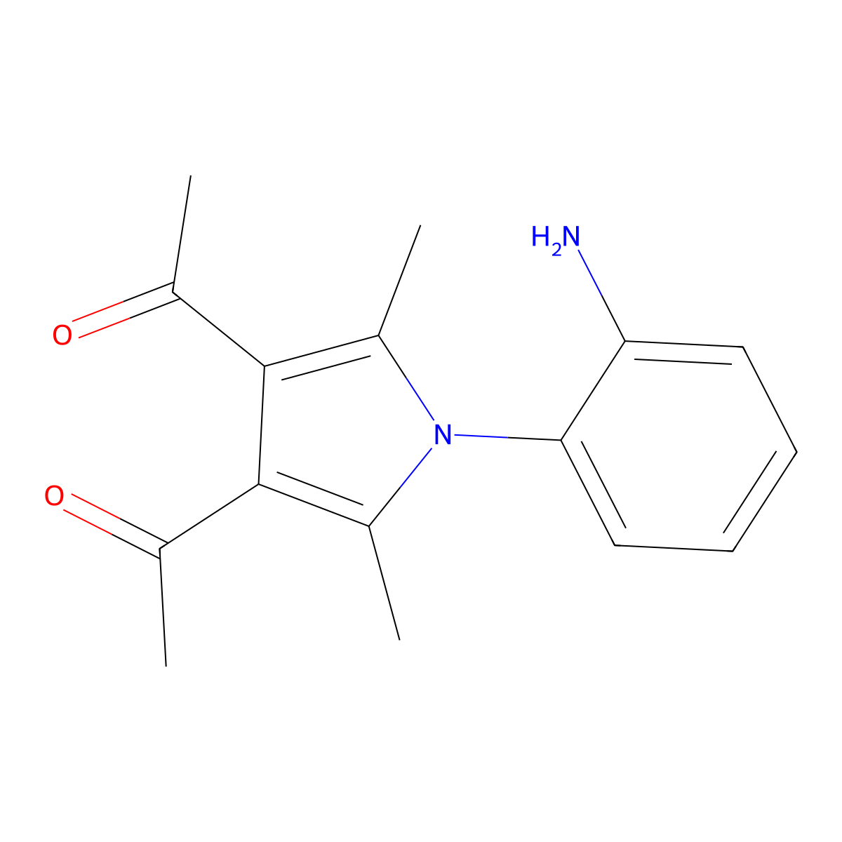 1-[4-Acetyl-1-(2-aminophenyl)-2,5-dimethylpyrrol-3-yl]ethanone molecular structure, CAS 214221-34-8