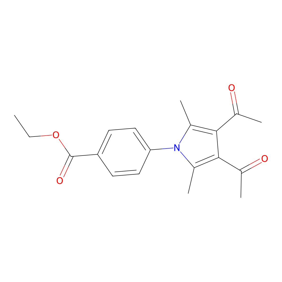 Ethyl 4-(3,4-diacetyl-2,5-dimethyl-1H-pyrrol-1-yl)benzoate molecular structure, CAS 214221-37-1
