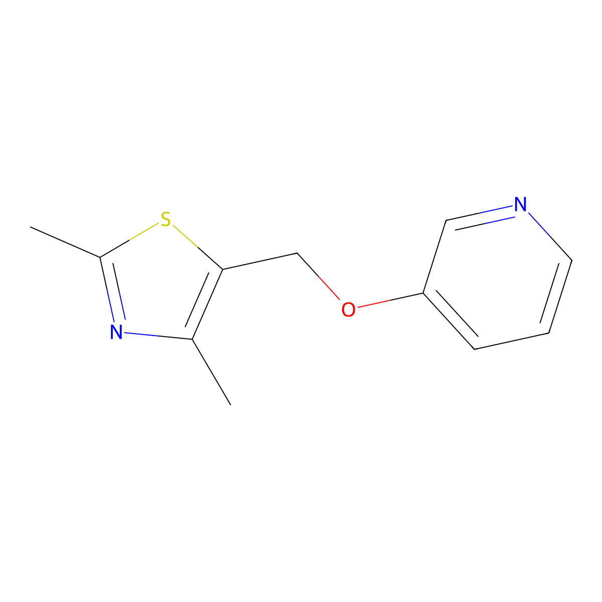 3-[(2,4-Dimethyl-1,3-thiazol-5-yl)methoxy]pyridine molecular structure, CAS 2142241-36-7