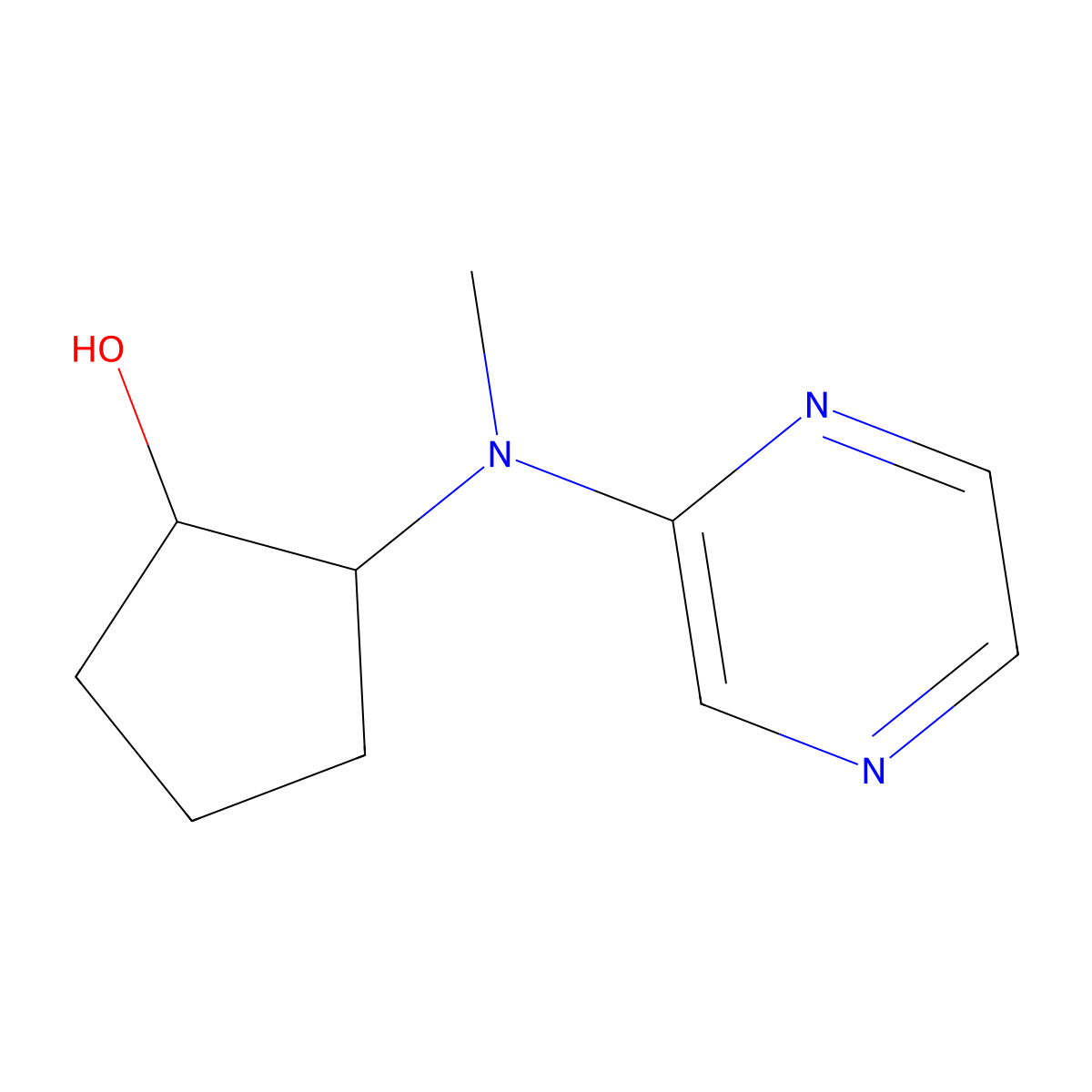 2-[Methyl(pyrazin-2-yl)amino]cyclopentan-1-ol molecular structure, CAS 2142247-90-1