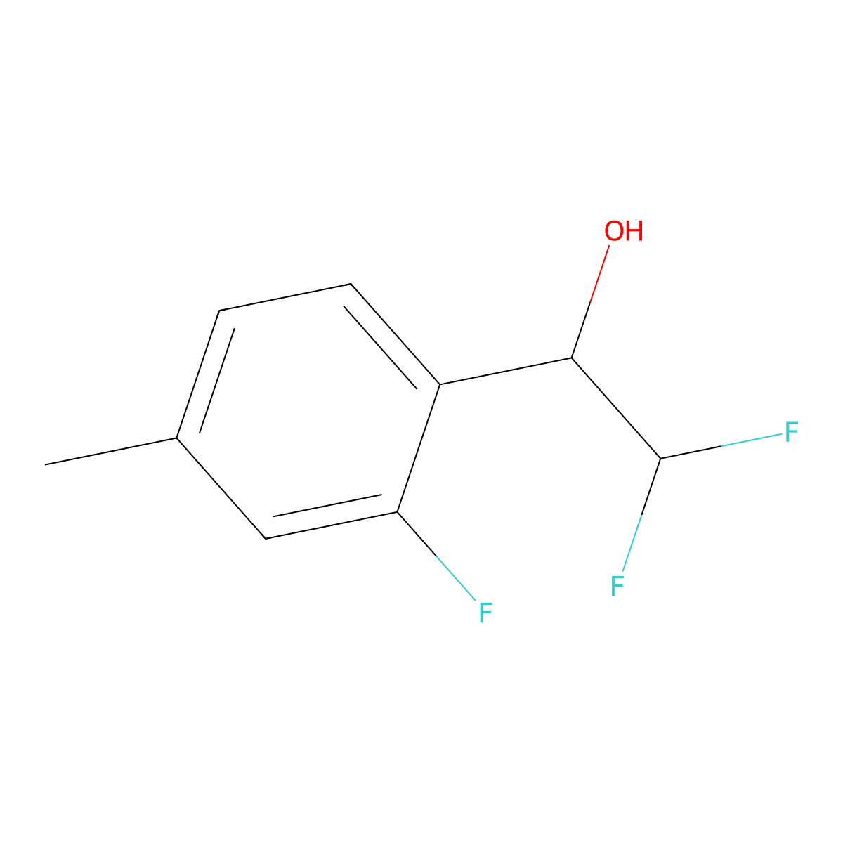 2,2-Difluoro-1-(2-fluoro-4-methylphenyl)ethan-1-ol molecular structure, CAS 2142334-76-5
