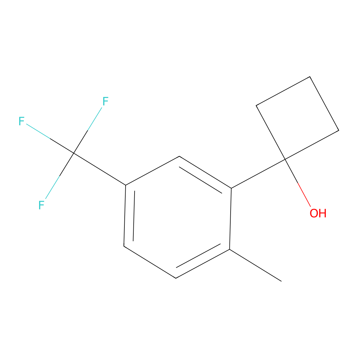 1-[2-Methyl-5-(trifluoromethyl)phenyl]cyclobutanol molecular structure, CAS 2142536-84-1