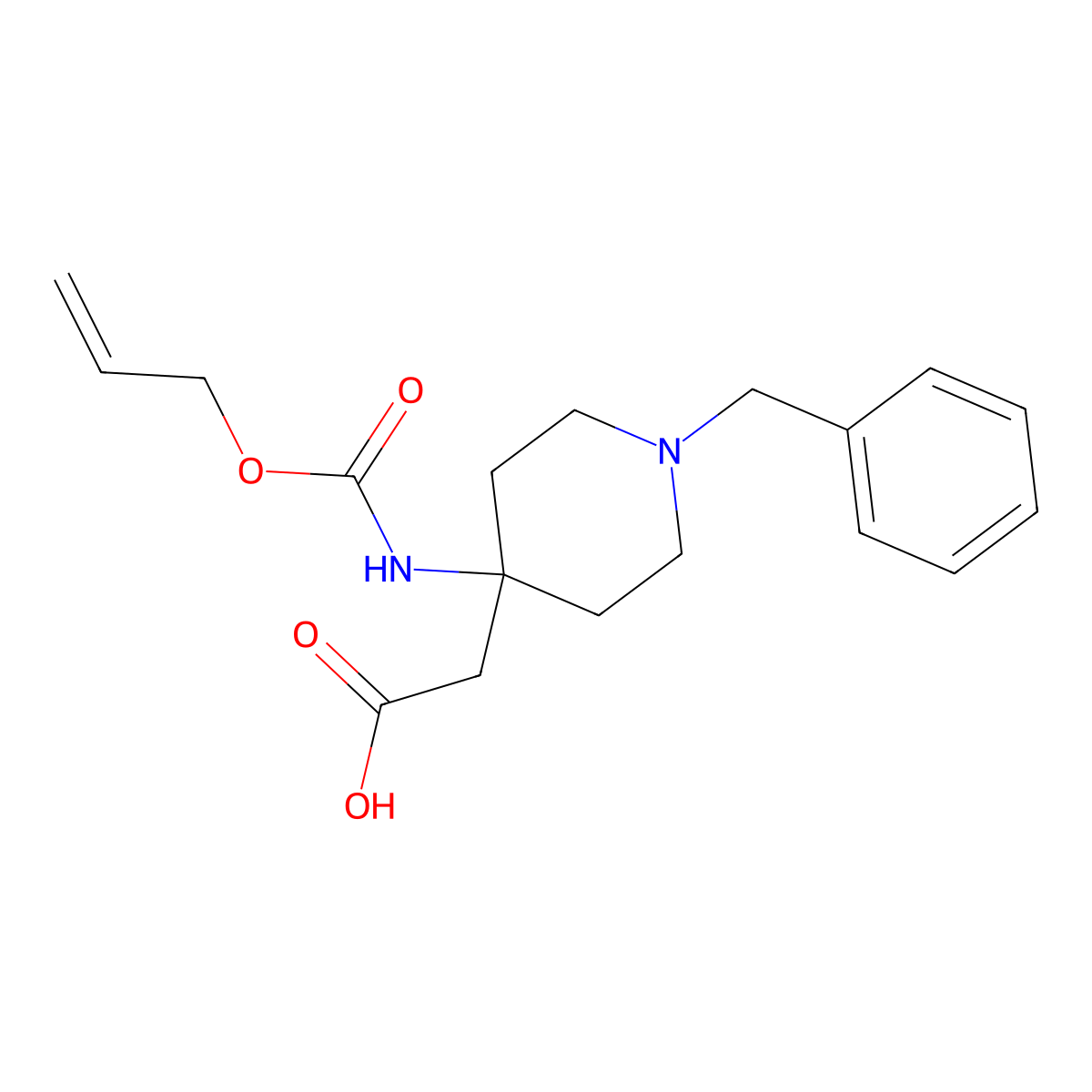 2-(1-Benzyl-4-{[(prop-2-en-1-yloxy)carbonyl]amino}piperidin-4-yl)acetic acid molecular structure, CAS 2142552-45-0