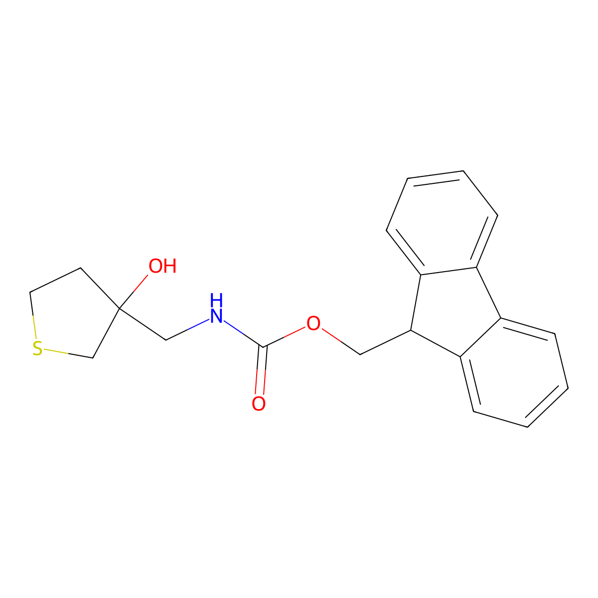 (9H-fluoren-9-yl)methyl N-[(3-hydroxythiolan-3-yl)methyl]carbamate molecular structure, CAS 2142556-09-8