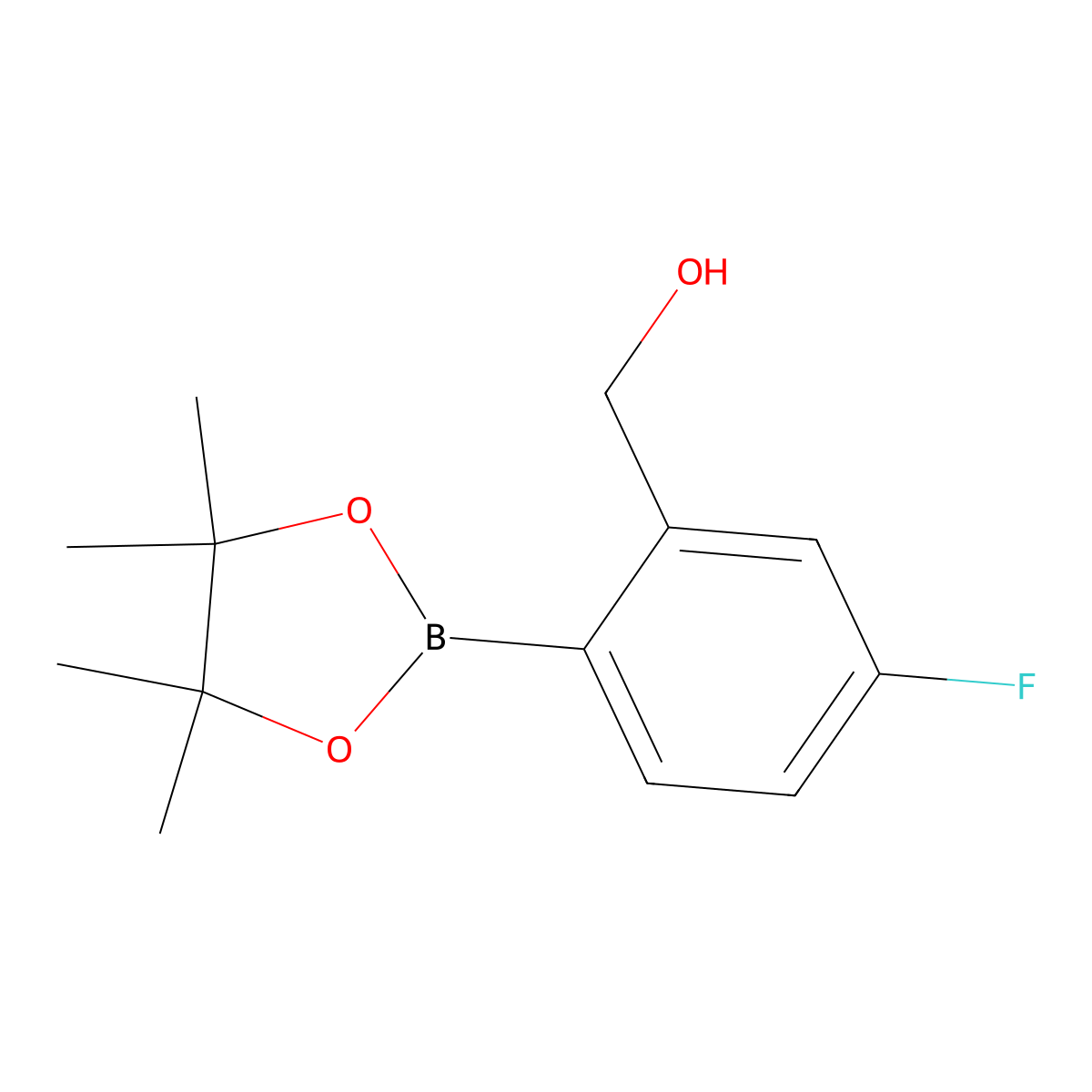 (5-Fluoro-2-(4,4,5,5-tetramethyl-1,3,2-dioxaborolan-2-yl)phenyl)methanol molecular structure, CAS 2142562-03-4